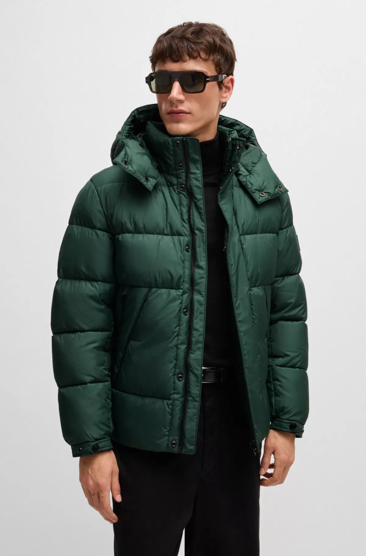 HUGO BOSS Vandskyende Dunjakke Med Aftagelig Hætte Grøn Best Sale