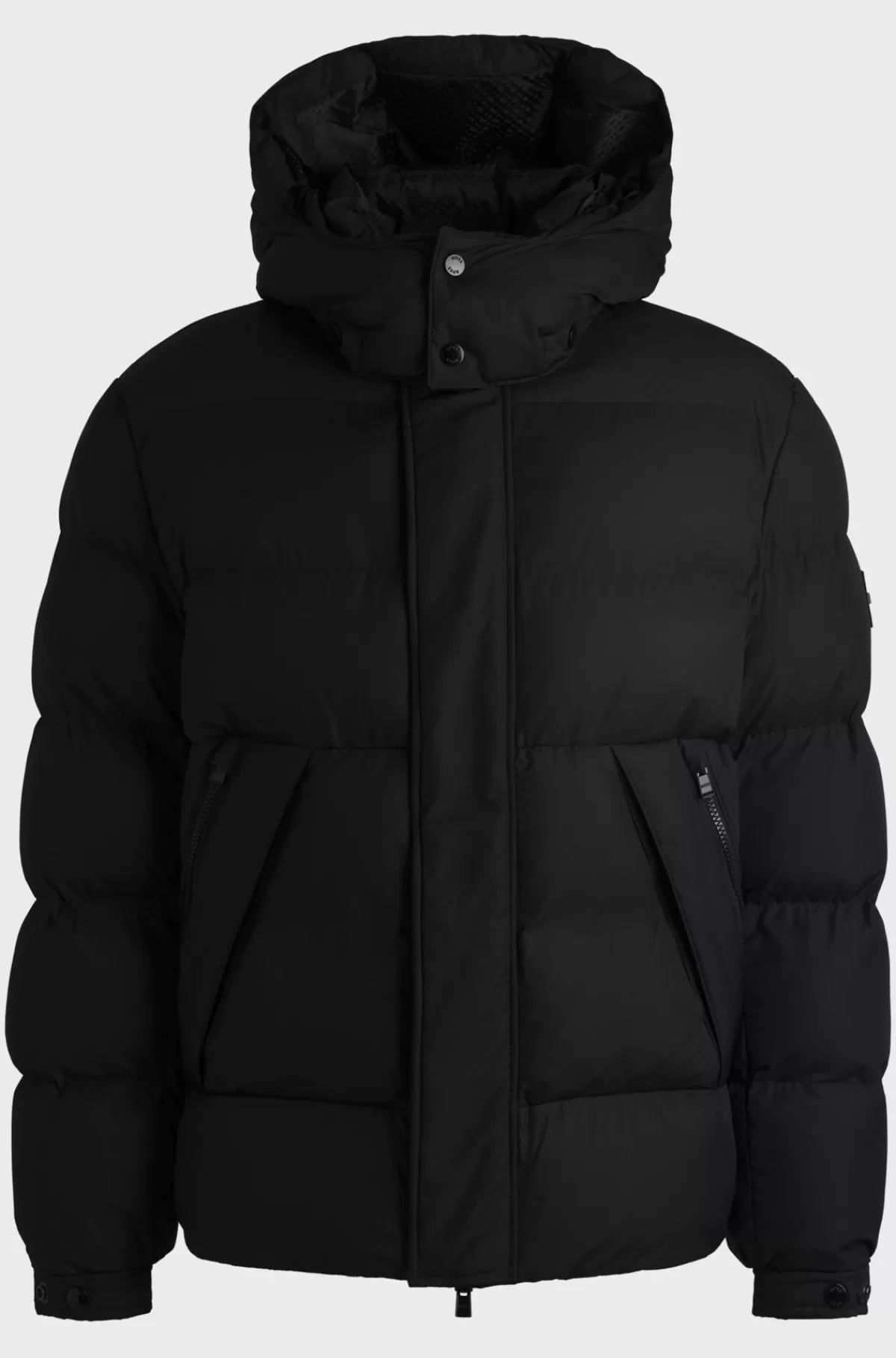 HUGO BOSS Vandskyende Dunjakke Med Aftagelig Hætte Sort Discount