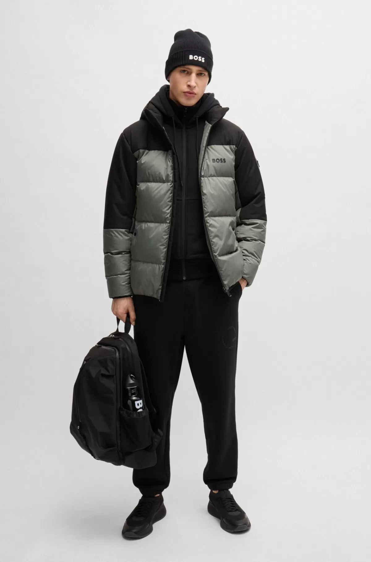 HUGO BOSS Vandskyende Dunjakke Med Aftagelig Hætte Grå Best