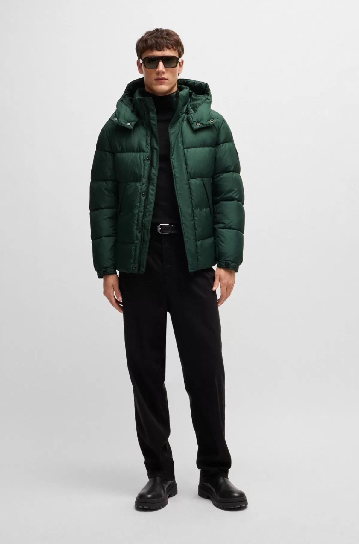 HUGO BOSS Vandskyende Dunjakke Med Aftagelig Hætte Grøn Best Sale