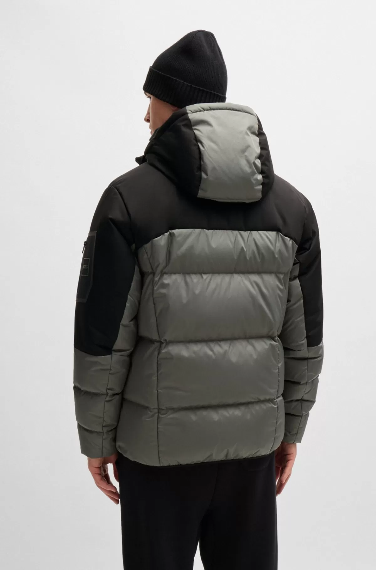 HUGO BOSS Vandskyende Dunjakke Med Aftagelig Hætte Grå Best