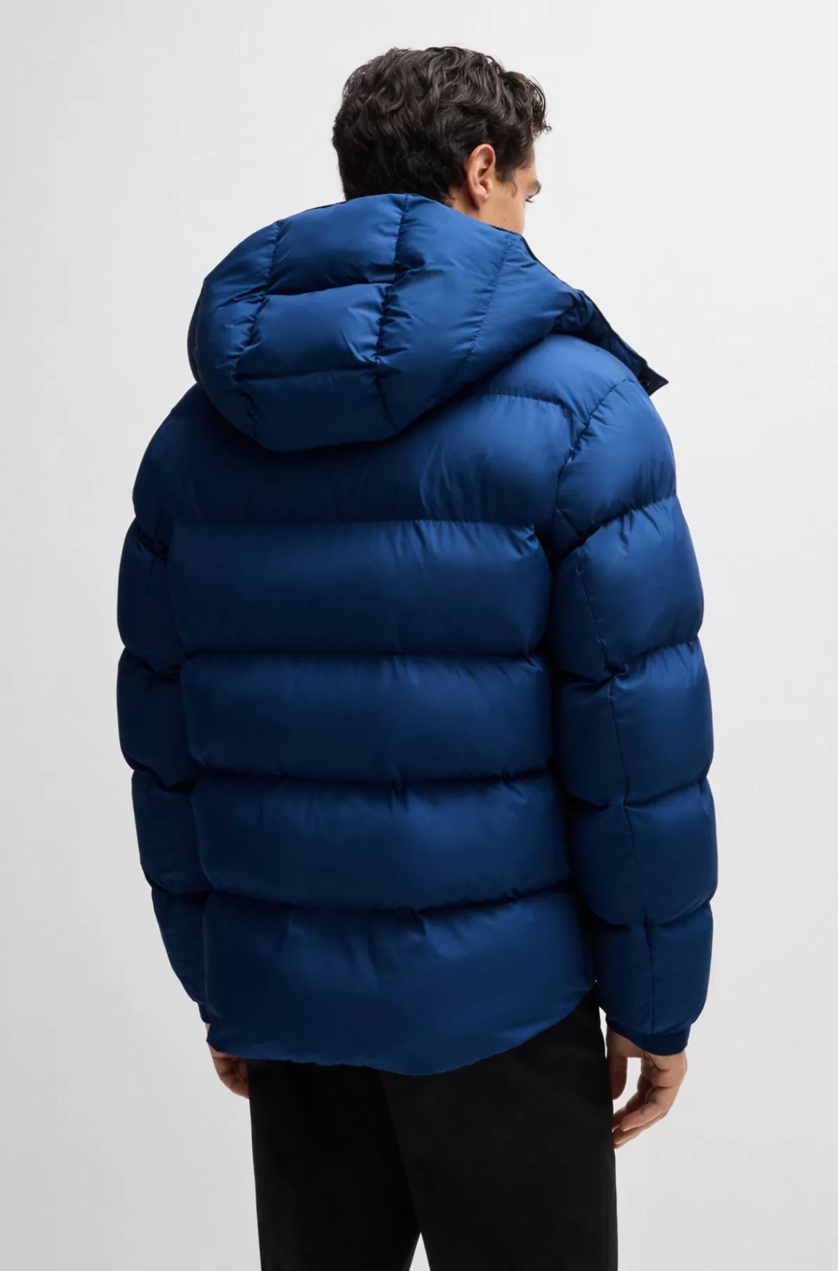 HUGO BOSS Vandskyende Dunjakke Med Aftagelig Hætte Blå Outlet