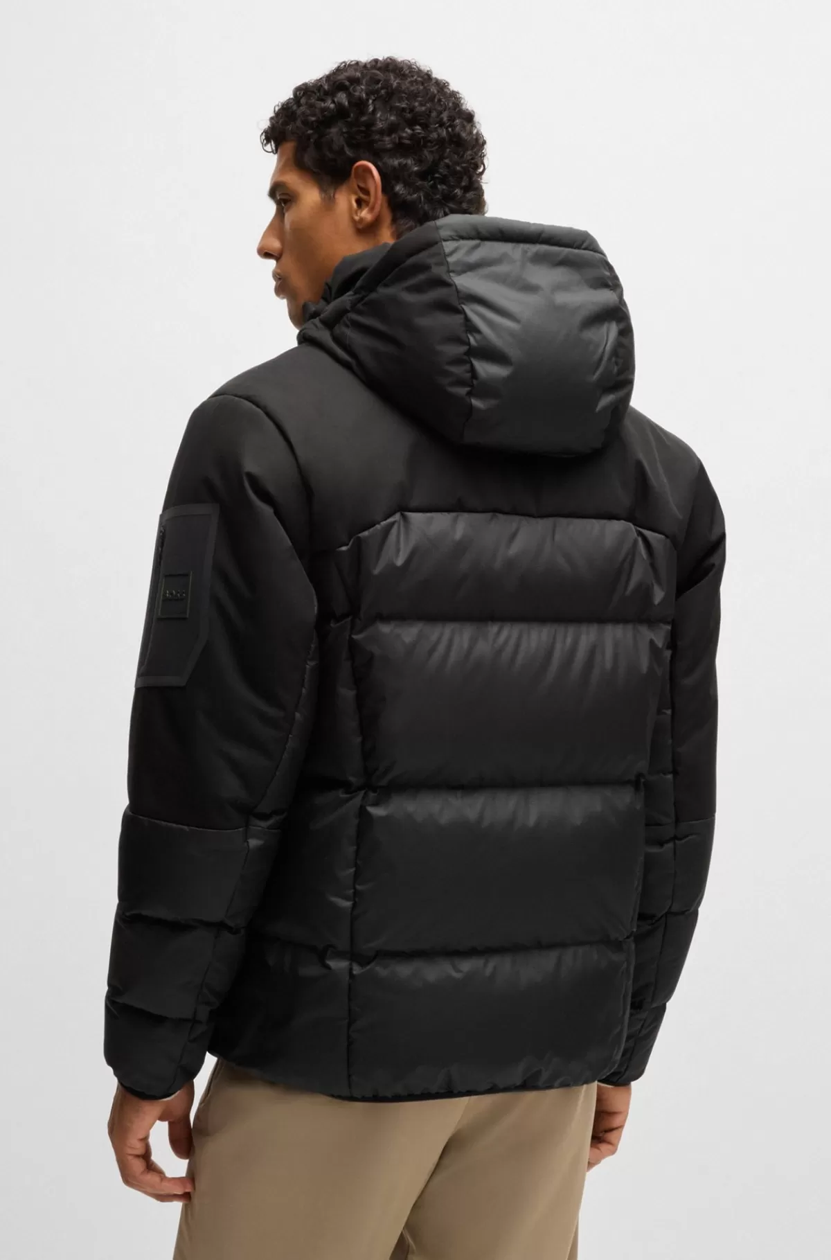 HUGO BOSS Vandskyende Dunjakke Med Aftagelig Hætte Sort Flash Sale