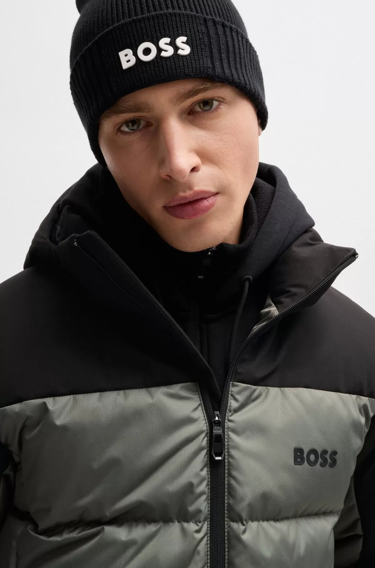 HUGO BOSS Vandskyende Dunjakke Med Aftagelig Hætte Grå Best