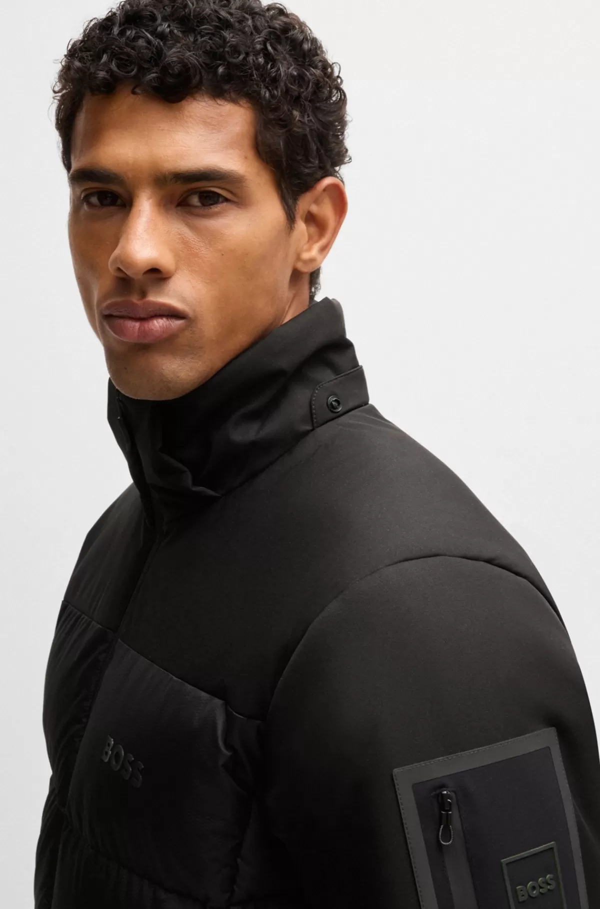 HUGO BOSS Vandskyende Dunjakke Med Aftagelig Hætte Sort Flash Sale