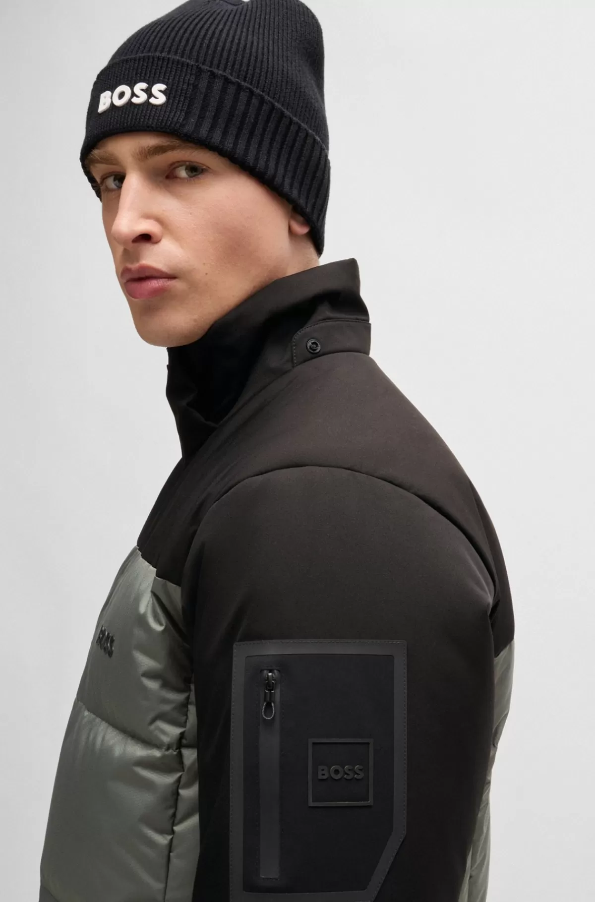 HUGO BOSS Vandskyende Dunjakke Med Aftagelig Hætte Grå Best