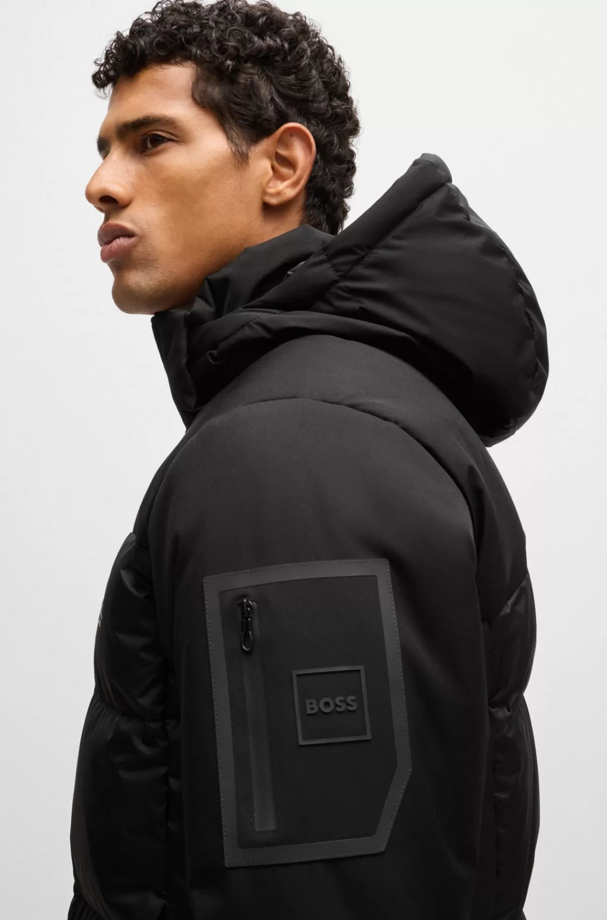 HUGO BOSS Vandskyende Dunjakke Med Aftagelig Hætte Sort Flash Sale
