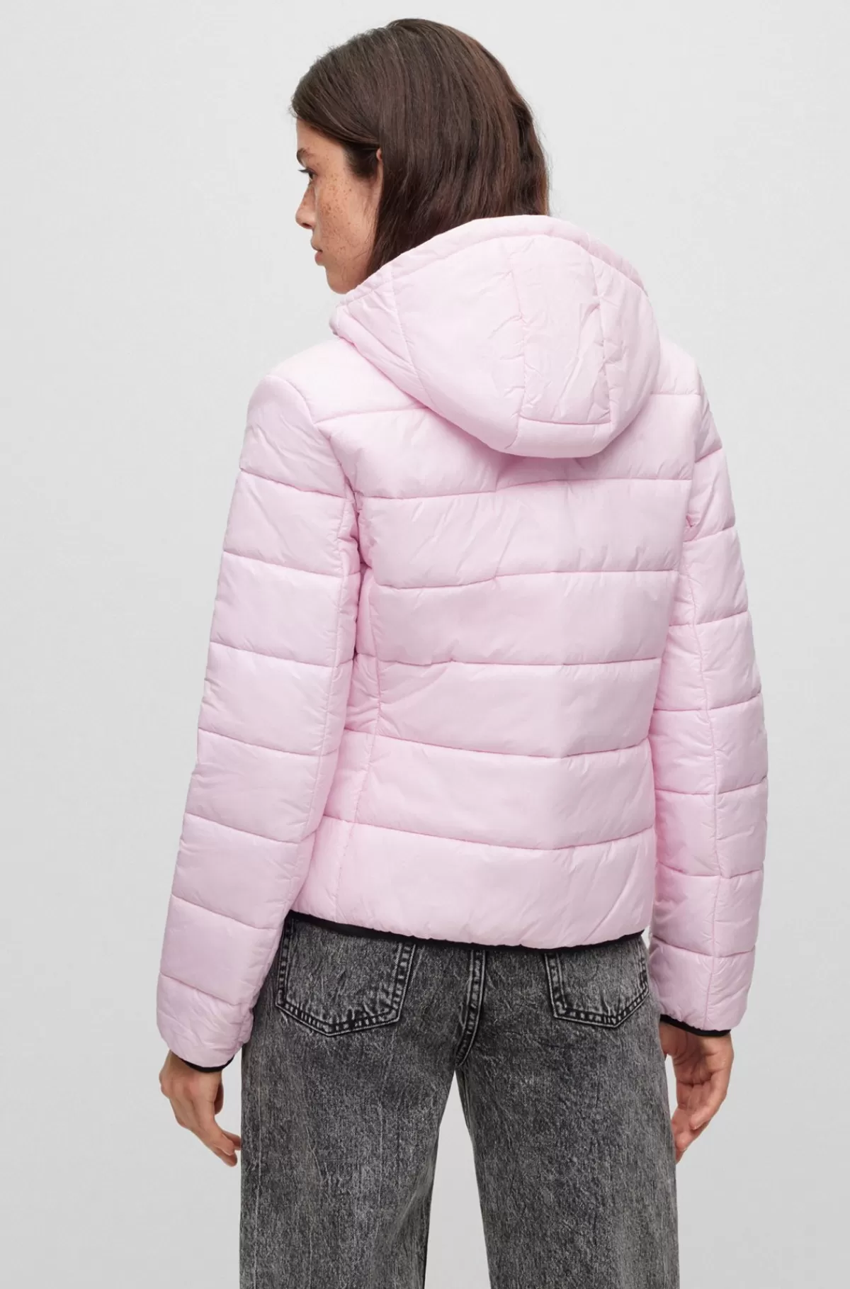 HUGO BOSS Vandskyende Dunjakke Med Kontrastlogo Lys pink Best Sale