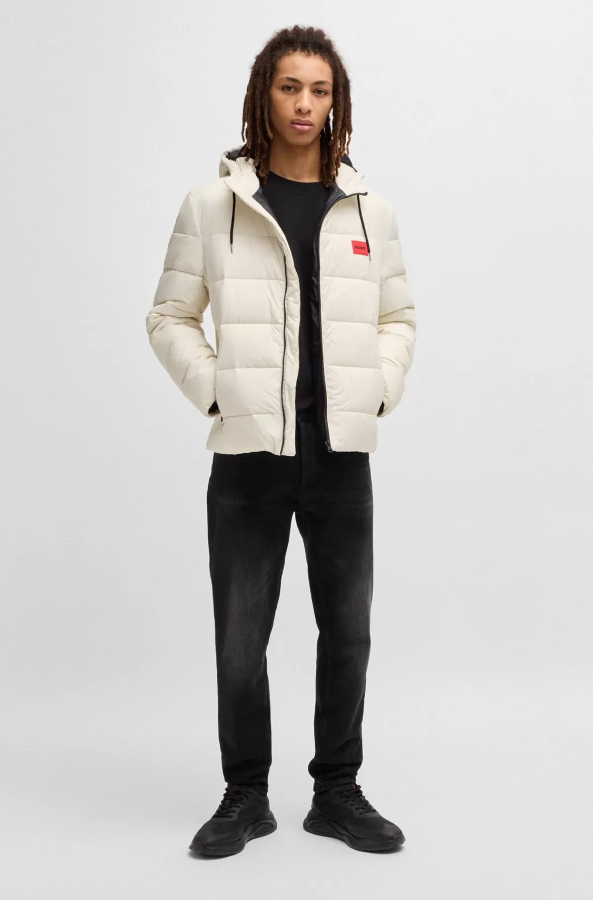 HUGO BOSS Vandskyende Dunjakke Med Slim Fit Og Logo Hvid Cheap