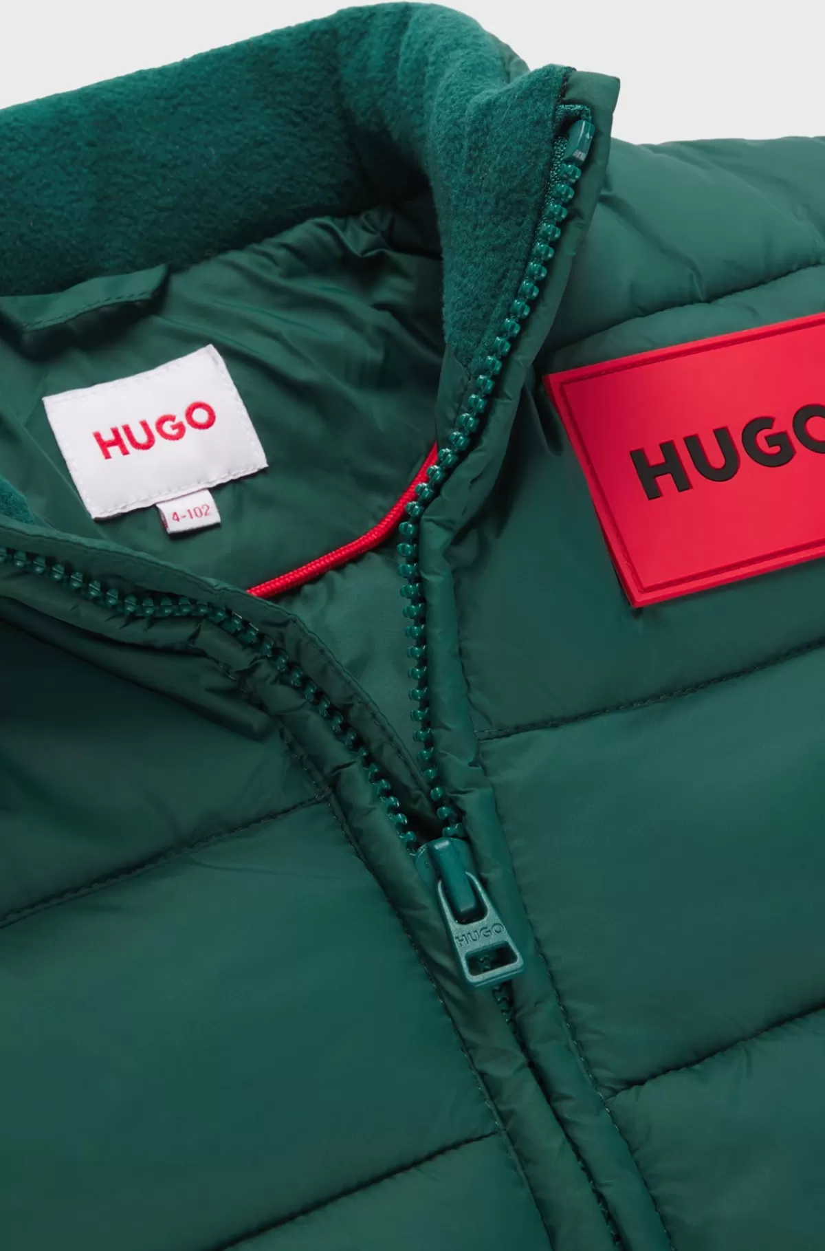 HUGO BOSS Vandskyende Dynejakke Til Børn Med Gemt Hætte Grøn Best Sale