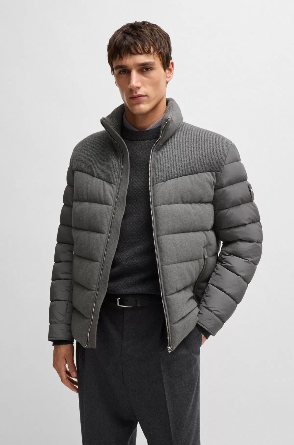 HUGO BOSS Vandskyende Jakke I Blandede Materialer Grå Cheap