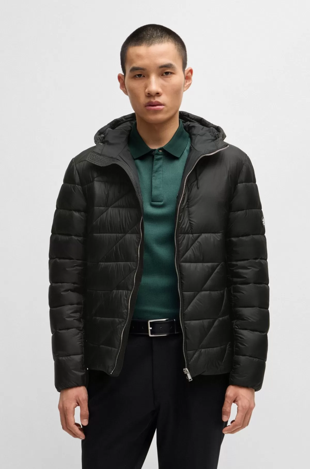 HUGO BOSS Vandskyende Jakke Med Dobbelt B-monogram Sort Store