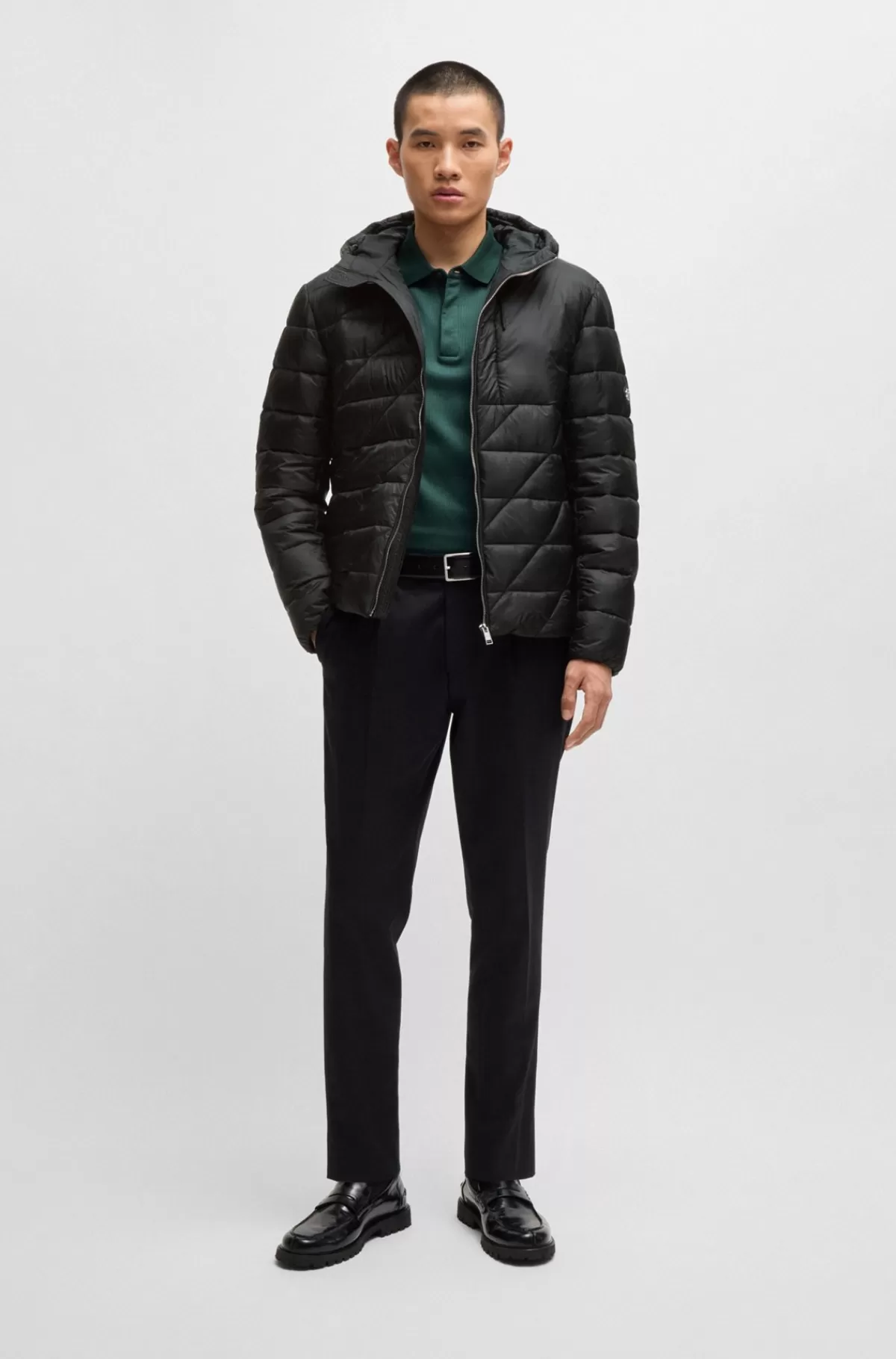 HUGO BOSS Vandskyende Jakke Med Dobbelt B-monogram Sort Store