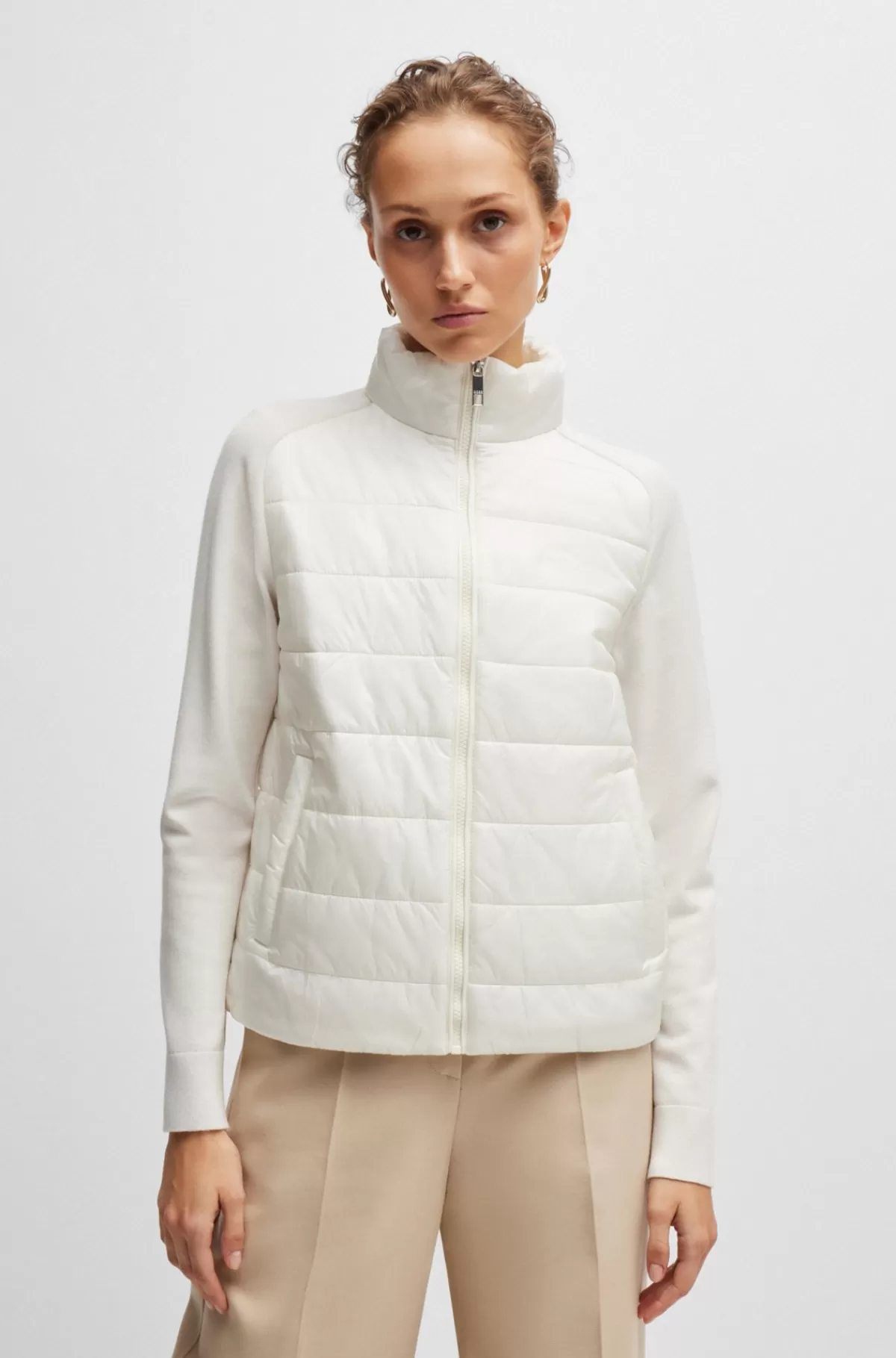 HUGO BOSS Vandskyende Jakke Med Let Vattering Hvid Flash Sale