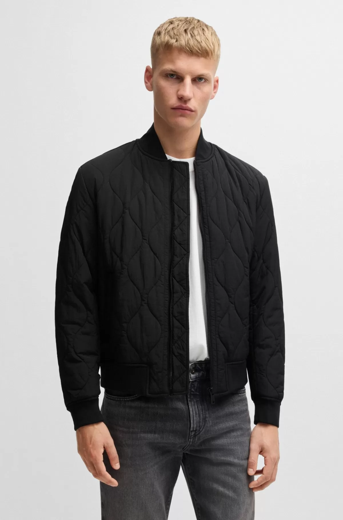 HUGO BOSS Vandskyende Jakke Med Løgquiltning Sort Best