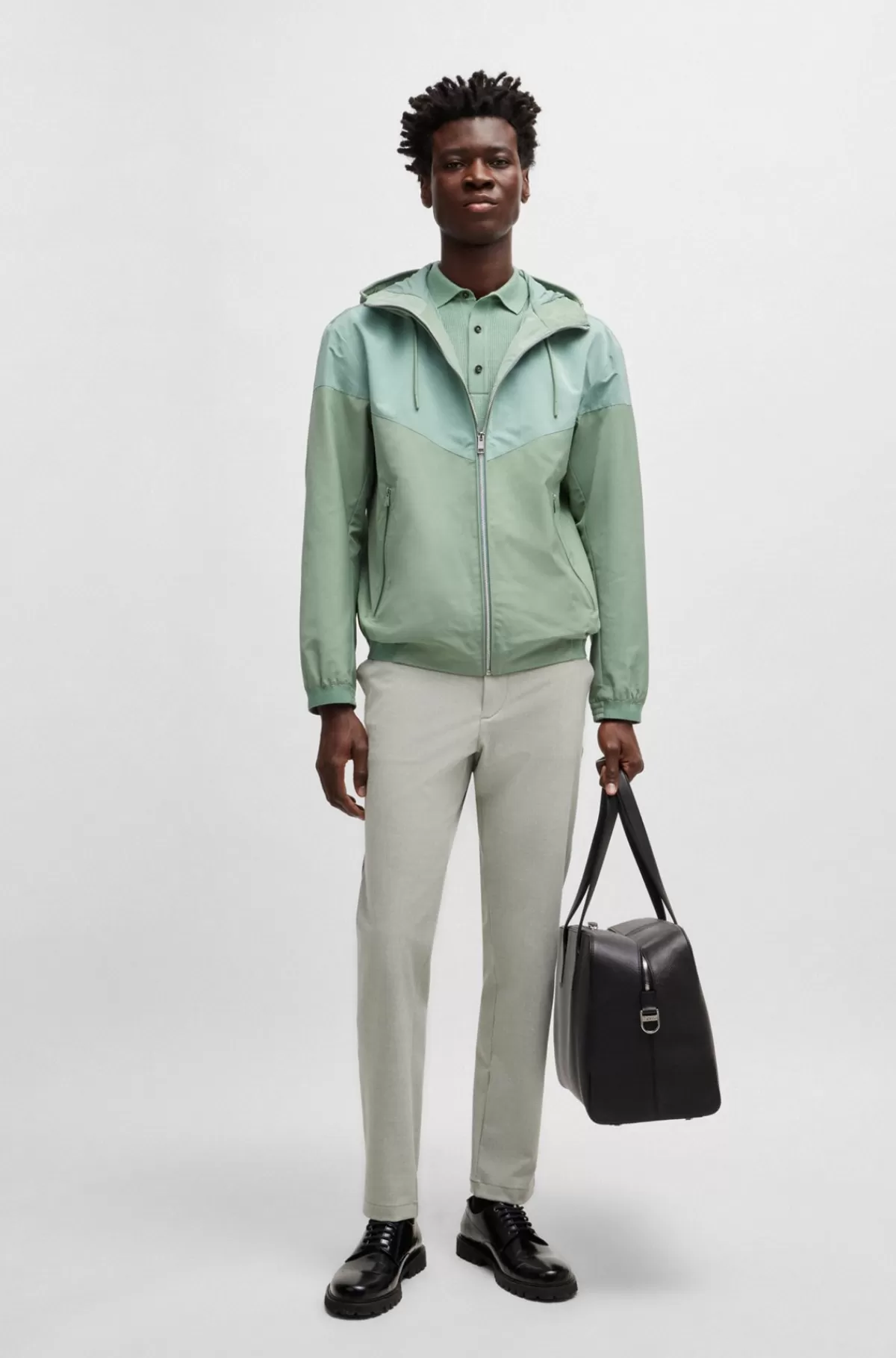 HUGO BOSS Vandskyende Jakke Med Regular Fit Lysegrøn Discount