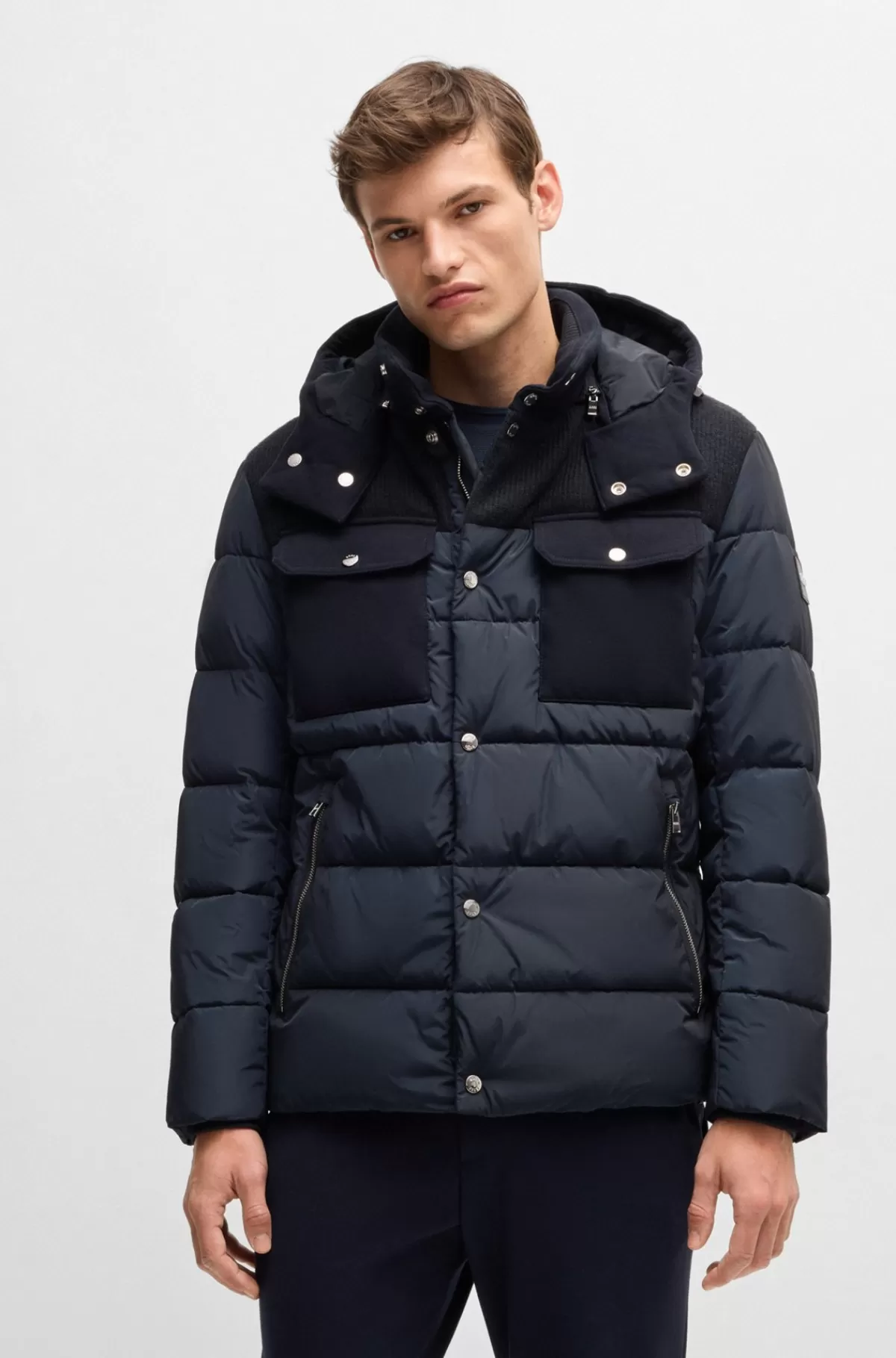 HUGO BOSS Vandskyende Jakke Med Regular Fit I Blandede Materialer Mørkeblå Fashion
