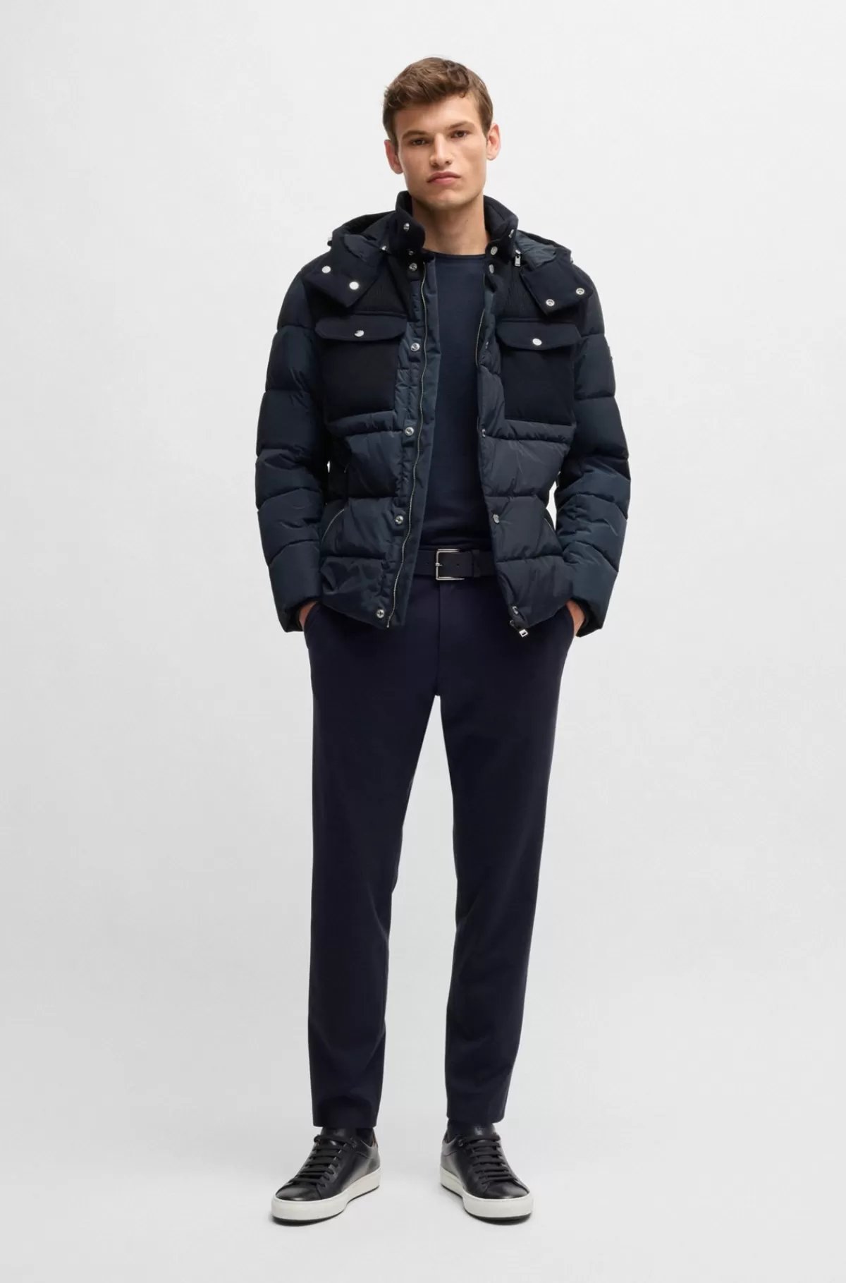 HUGO BOSS Vandskyende Jakke Med Regular Fit I Blandede Materialer Mørkeblå Fashion