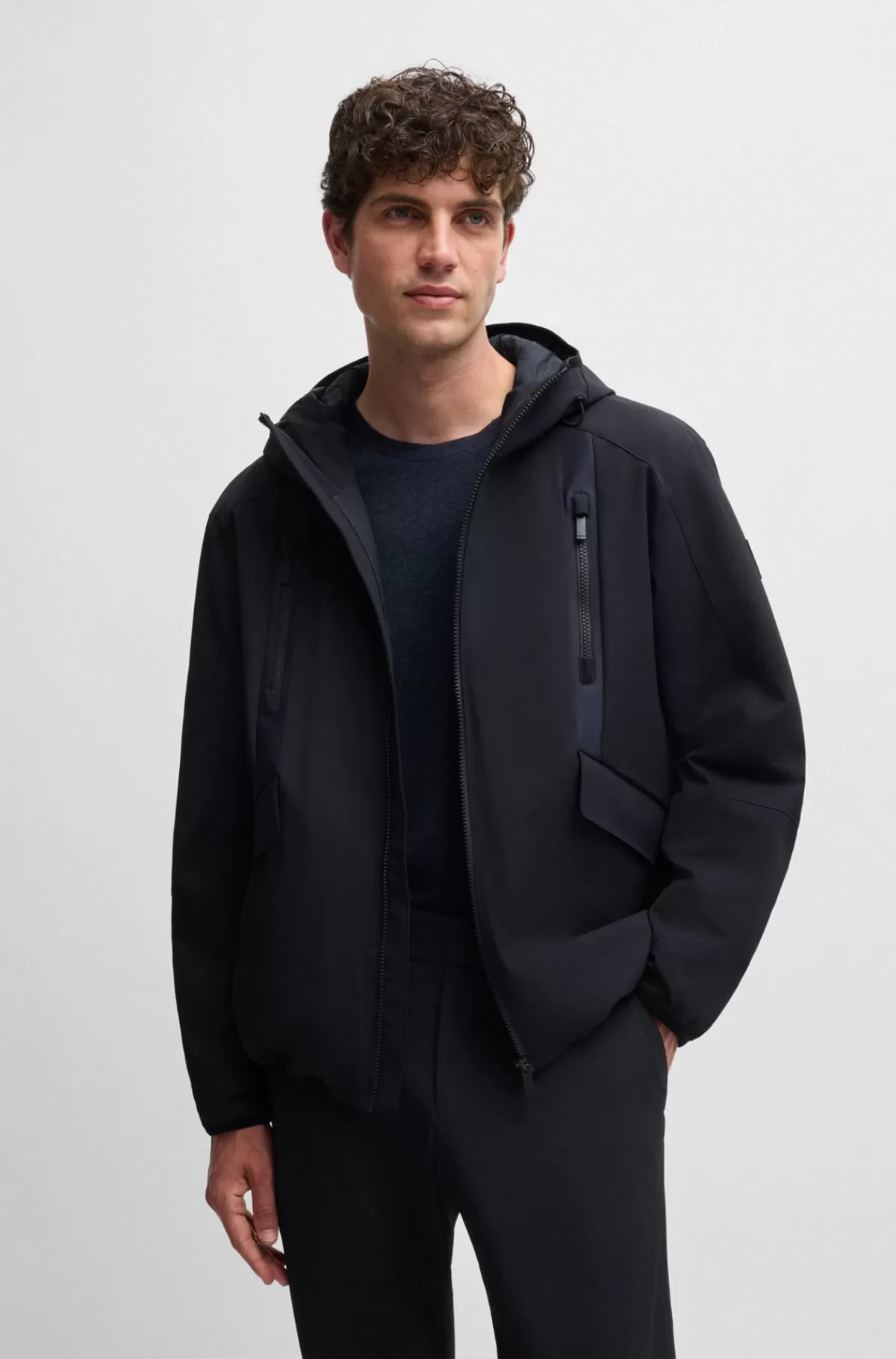 HUGO BOSS Vandskyende Jakke Med Regular Fit I Performance-twill Mørkeblå Cheap