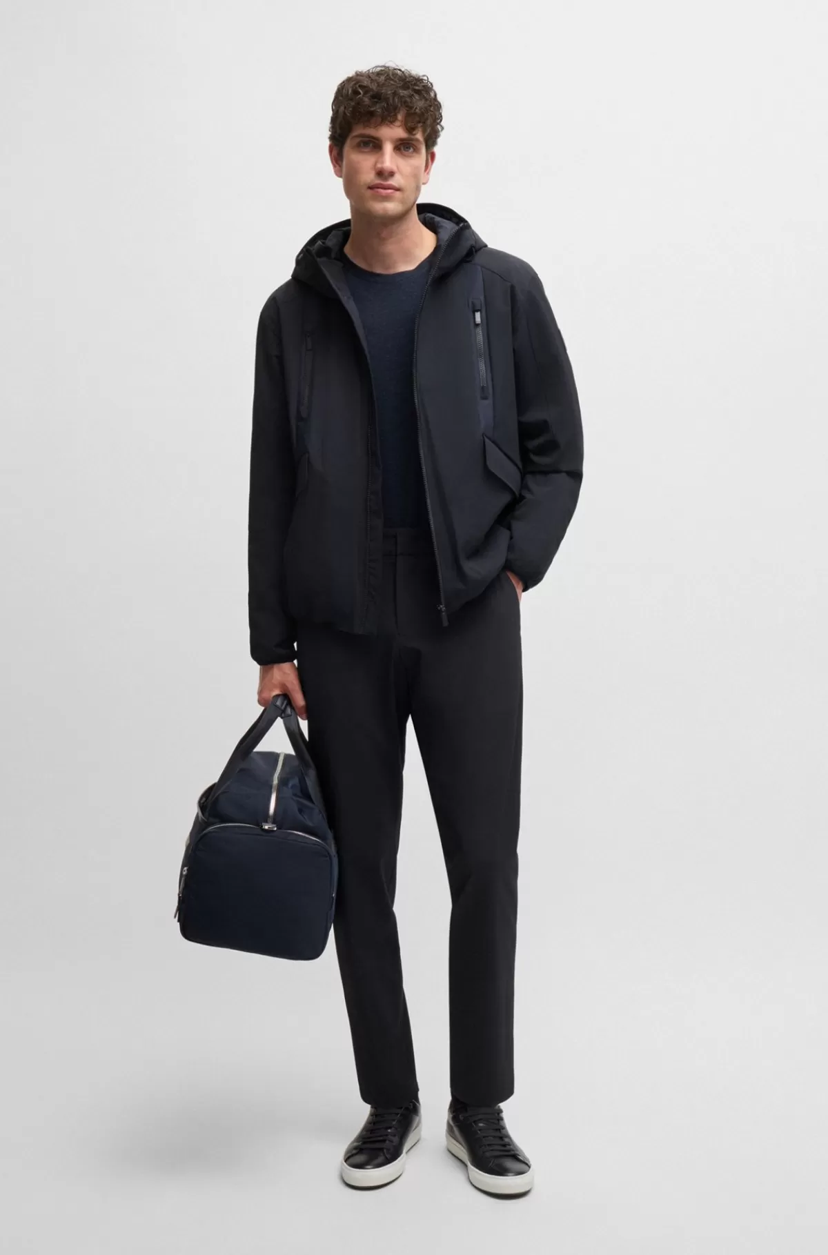 HUGO BOSS Vandskyende Jakke Med Regular Fit I Performance-twill Mørkeblå Cheap