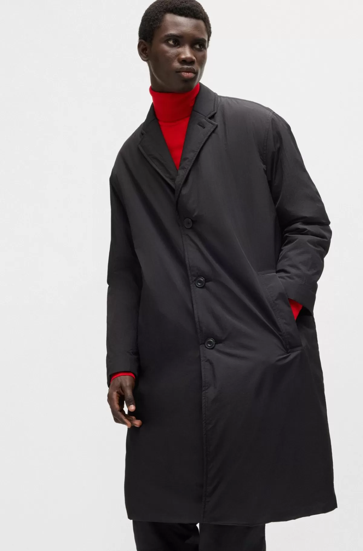 HUGO BOSS Vandskyende Kørefrakke Med Relaxed Fit Sort Best Sale
