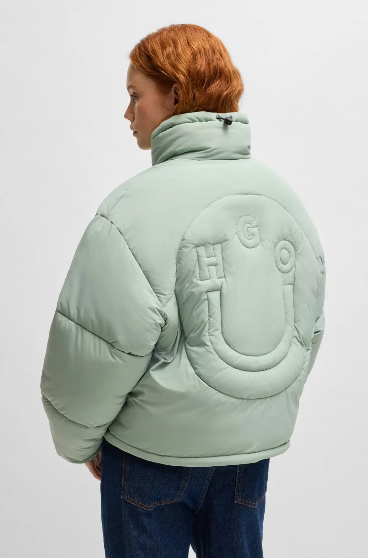 HUGO BOSS Vandskyende Og Vatteret Jakke Med Quiltet Logo Lysegrøn Sale