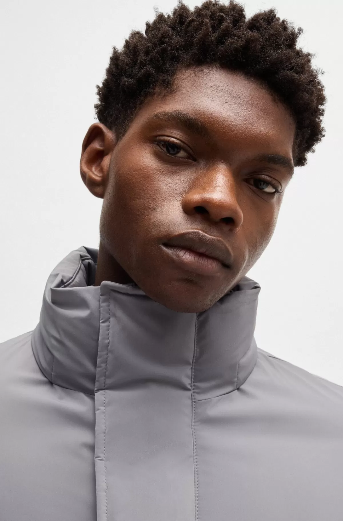HUGO BOSS Vandskyende Parkajakke Med Let Vattering Grå Fashion