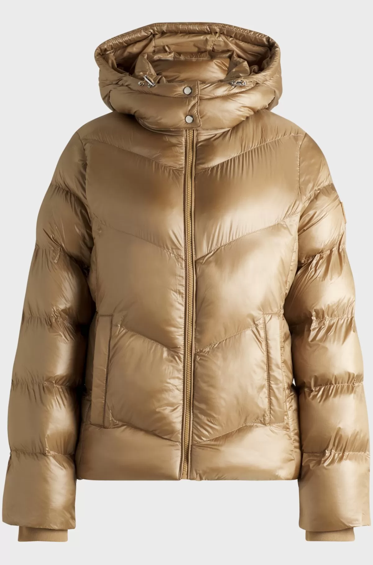 HUGO BOSS Vandskyende Polstret Jakke Med Justerbar Hætte Beige Fashion