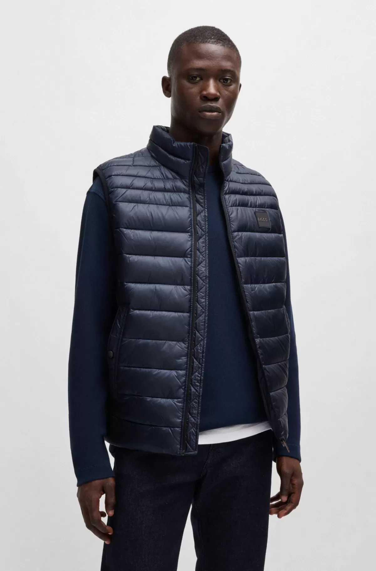 HUGO BOSS Vandskyende Slim Fit Vest Med Logomærke Mørkeblå Fashion