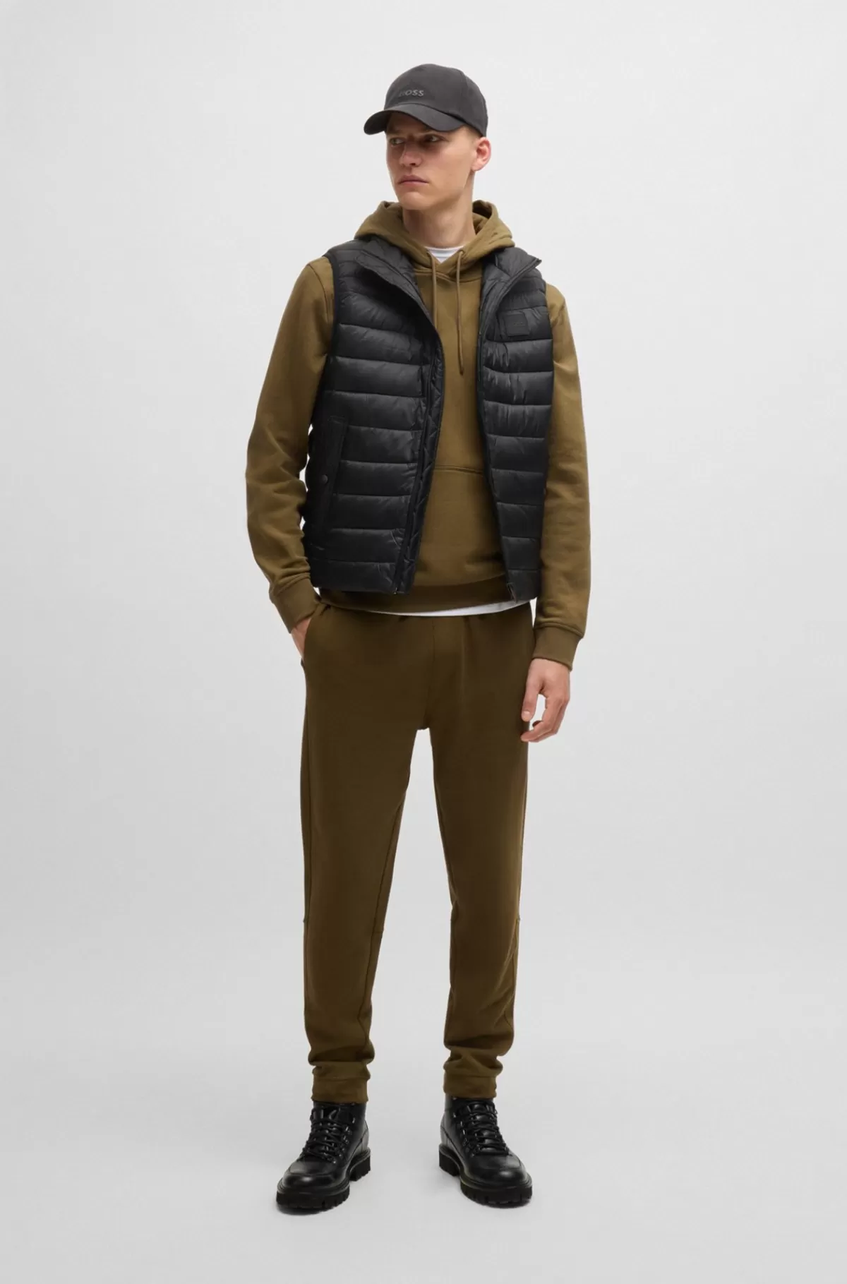 HUGO BOSS Vandskyende Slim Fit Vest Med Logomærke Sort Clearance
