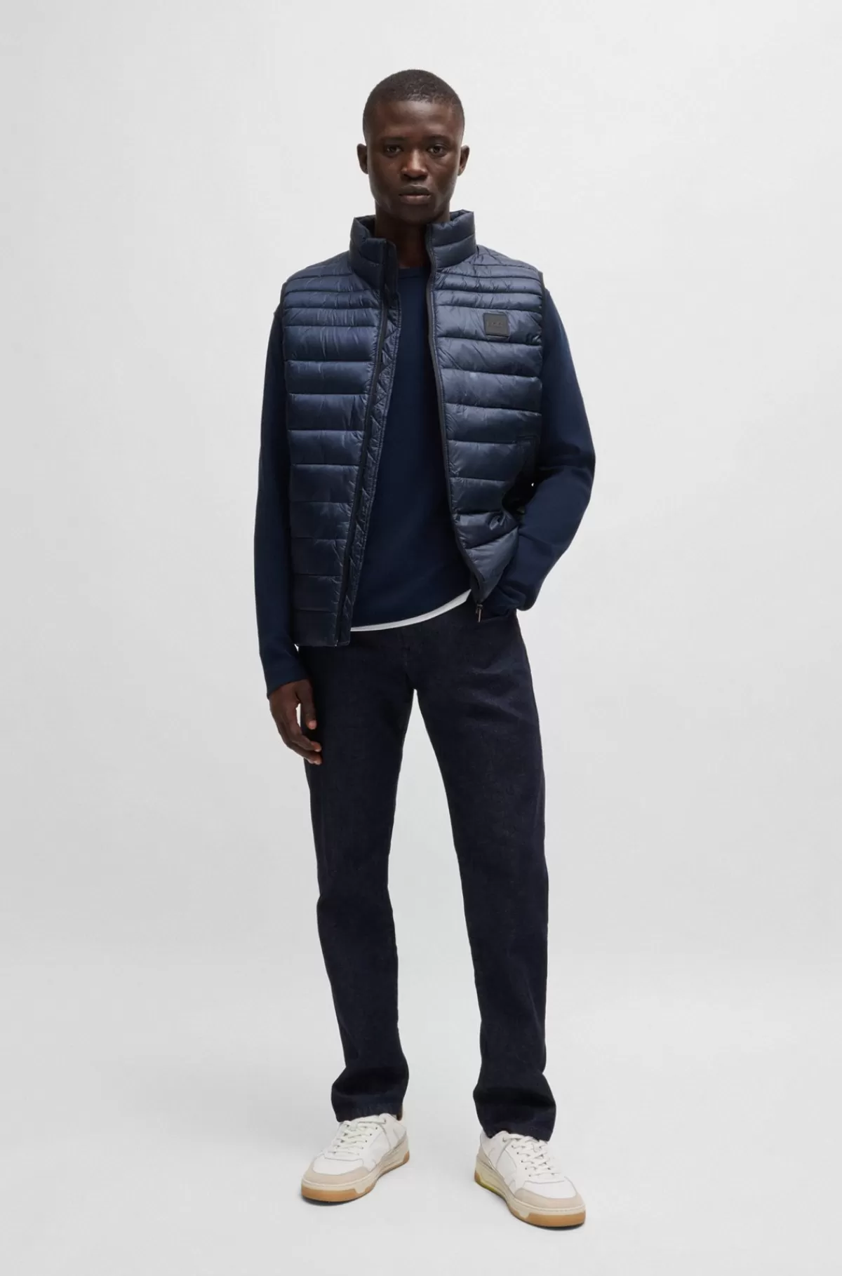HUGO BOSS Vandskyende Slim Fit Vest Med Logomærke Mørkeblå Fashion