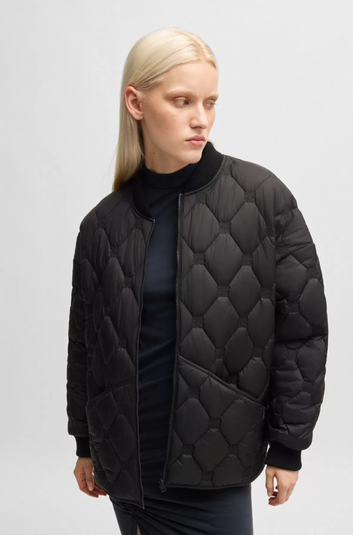 HUGO BOSS Vandskyende Termojakke Med Stablet Logo-quiltning Sort Online