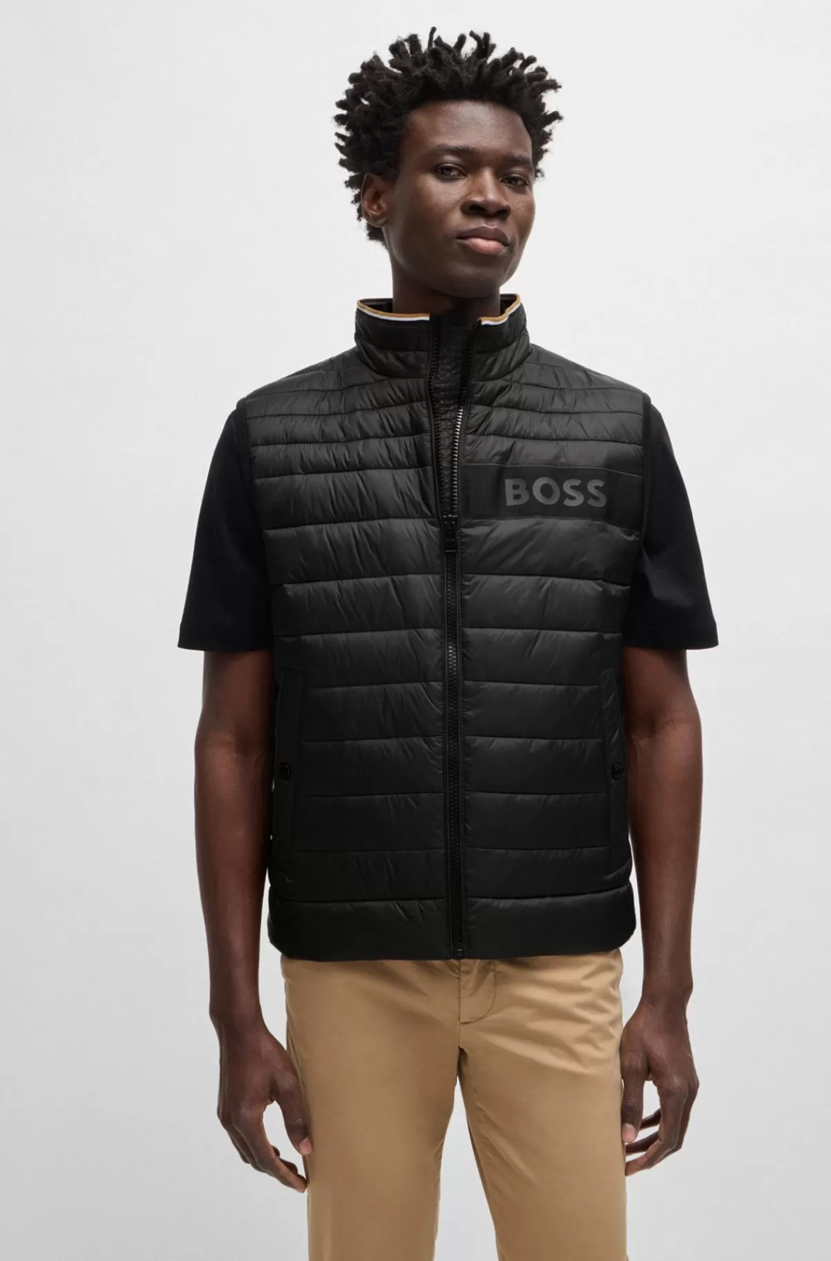 HUGO BOSS Vandskyende Vest Med Logobånd Sort Cheap