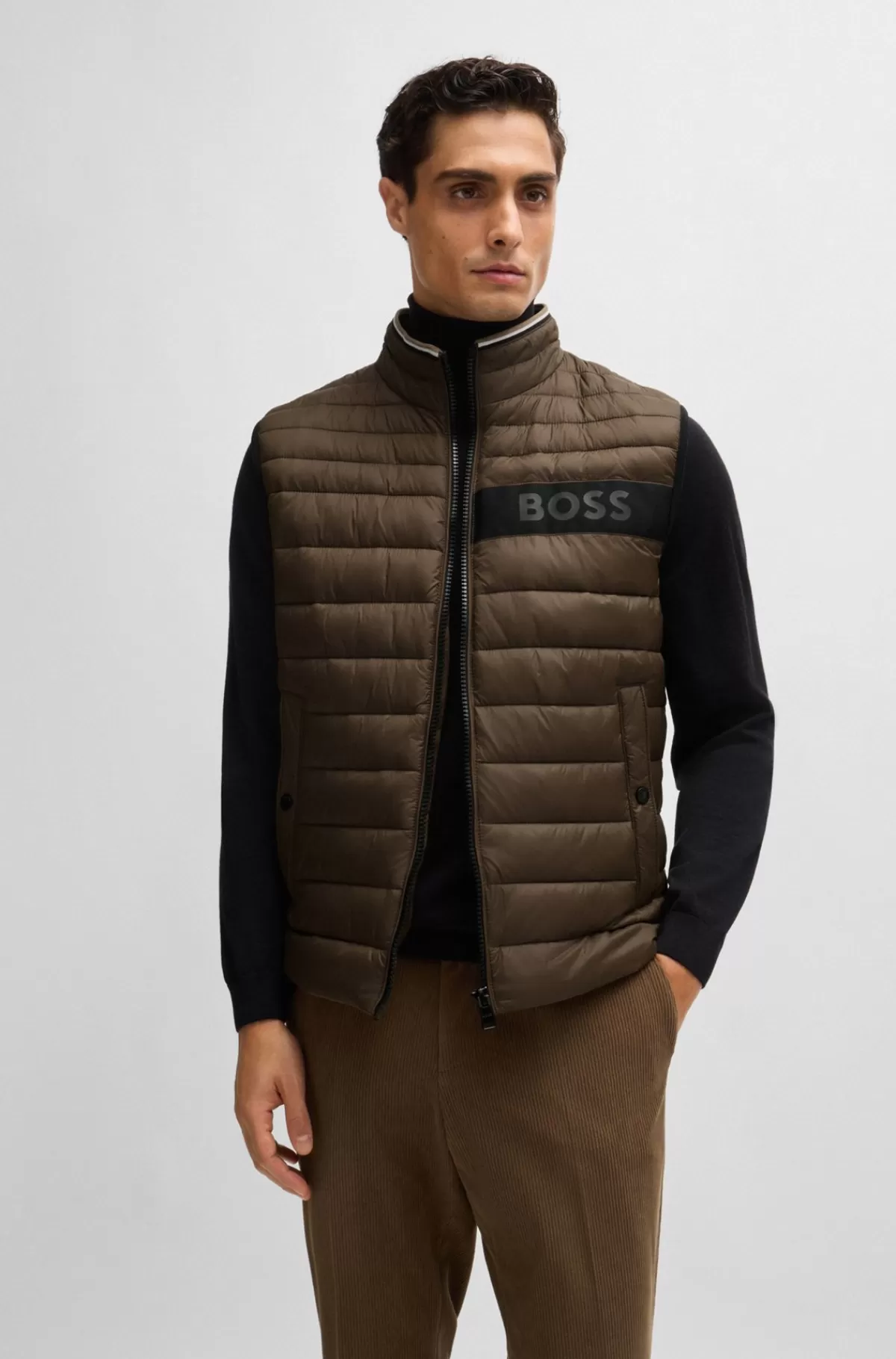 HUGO BOSS Vandskyende Vest Med Logobånd Brun Shop