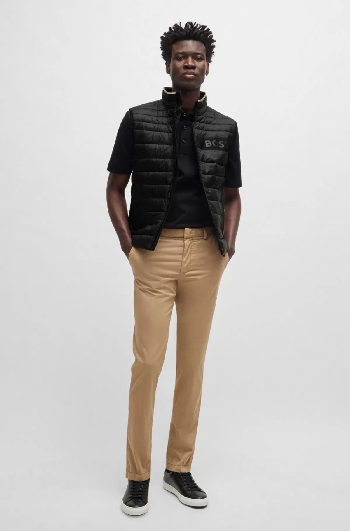 HUGO BOSS Vandskyende Vest Med Logobånd Sort Cheap
