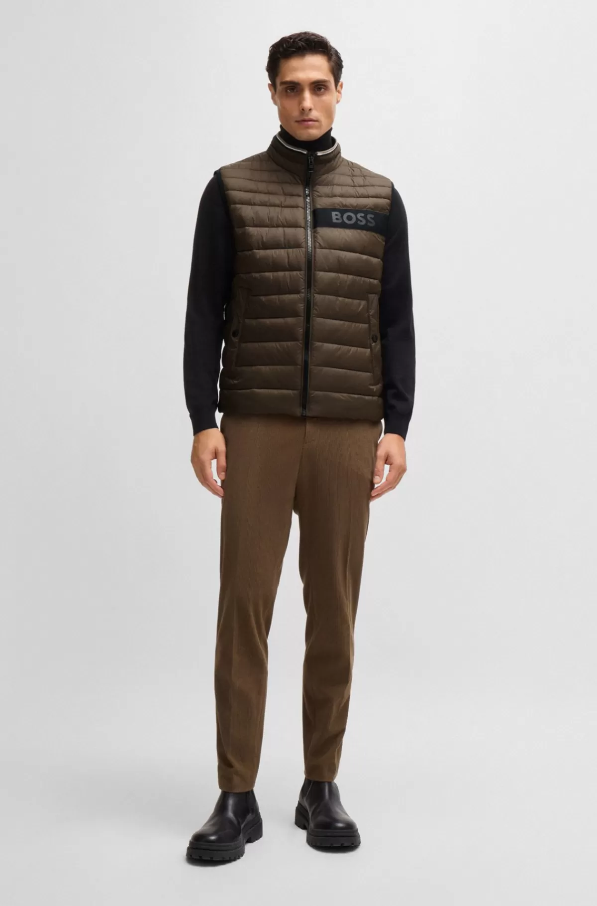 HUGO BOSS Vandskyende Vest Med Logobånd Brun Shop