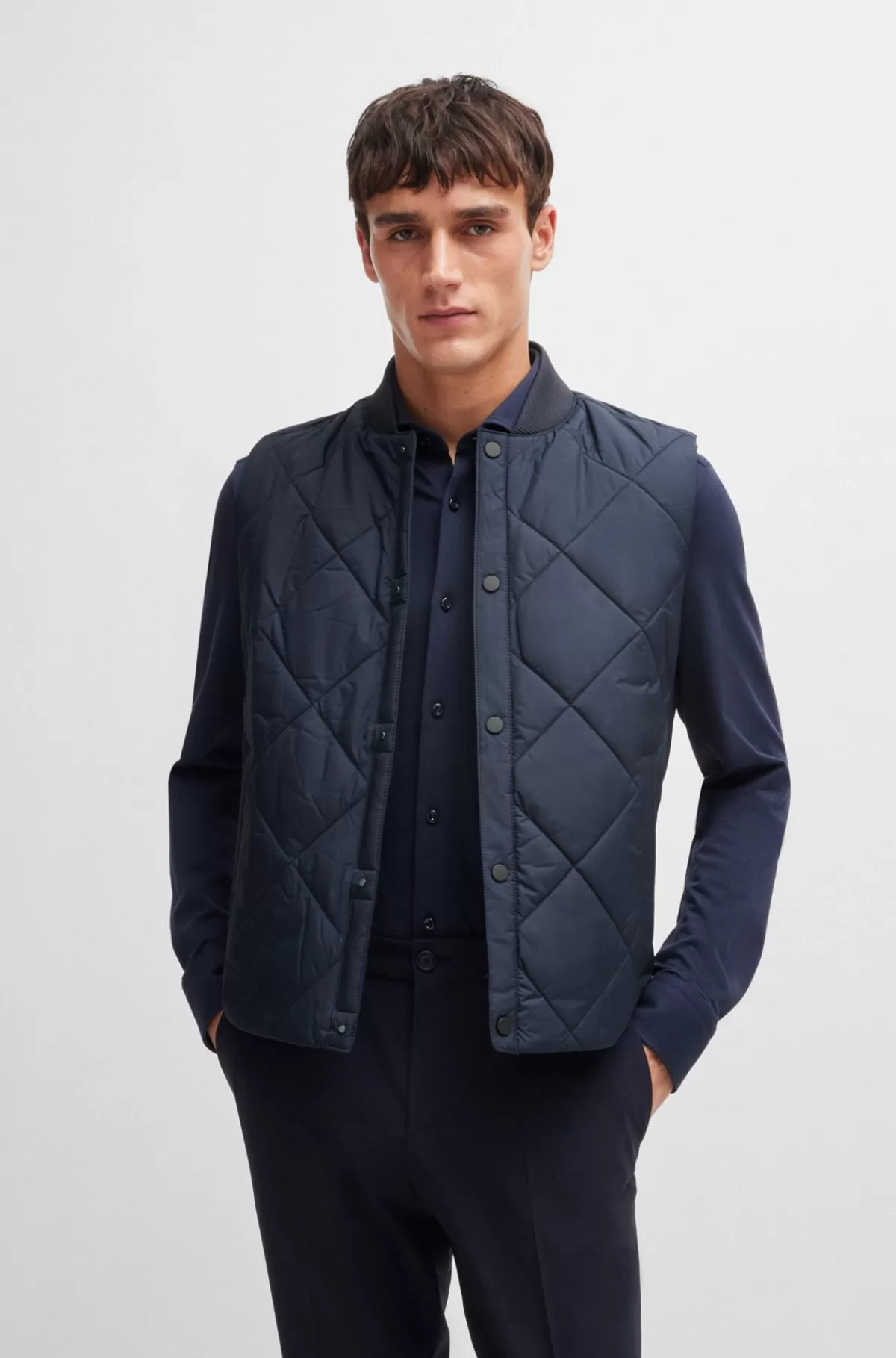 HUGO BOSS Vandskyende Vest Med Regular Fit Og Quiltning Mørkeblå Best Sale