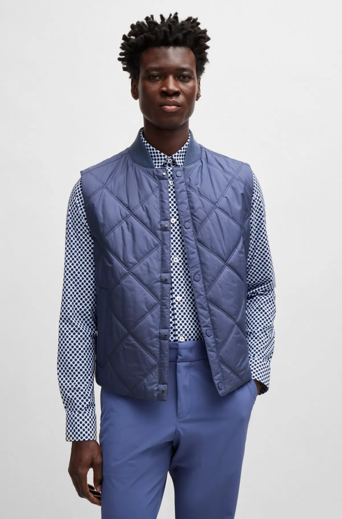 HUGO BOSS Vandskyende Vest Med Regular Fit Og Quiltning Blå Clearance