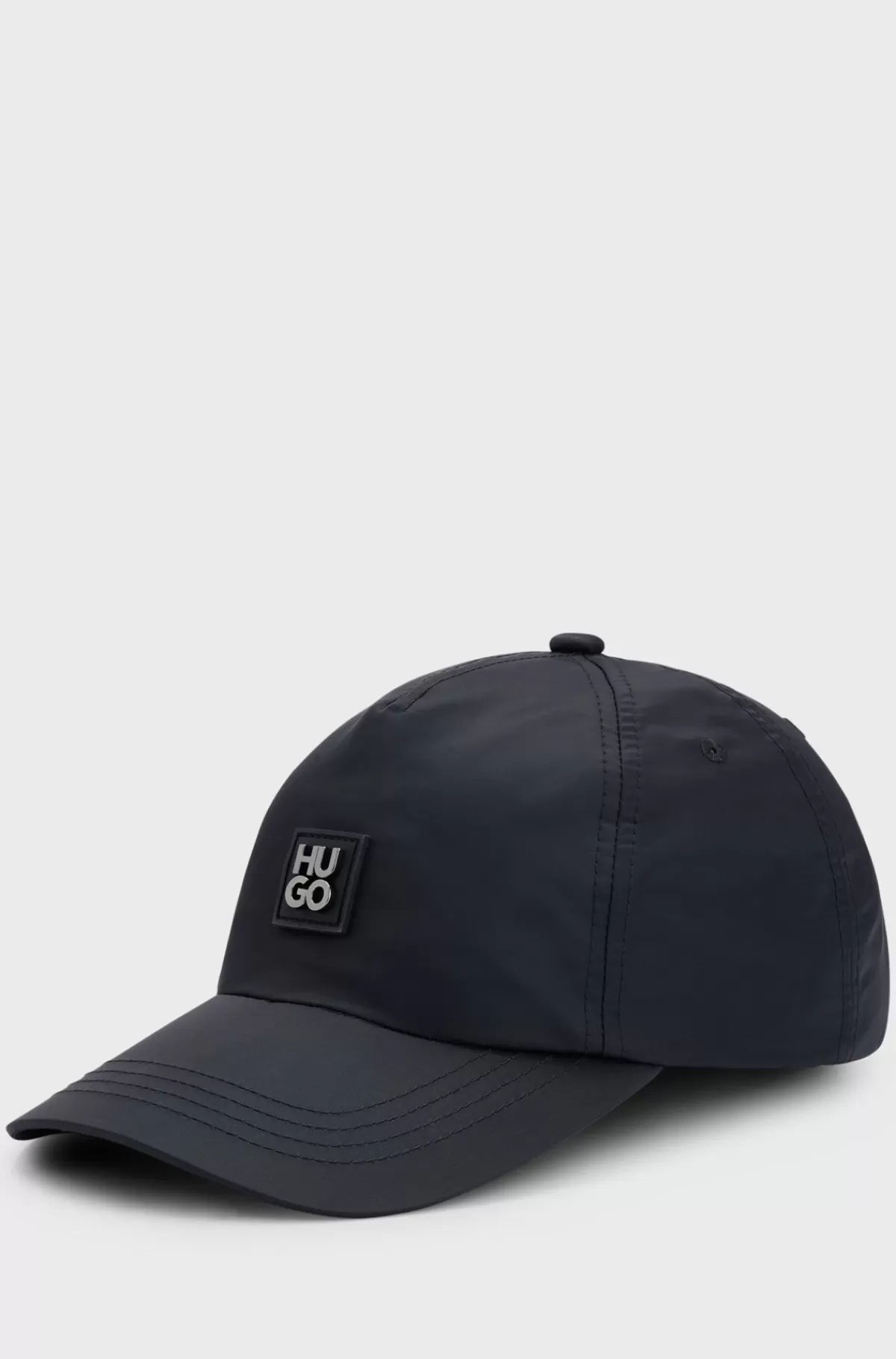 HUGO BOSS Vandtæt Nylonkasket Med Stablet Logomærkat Sort Clearance
