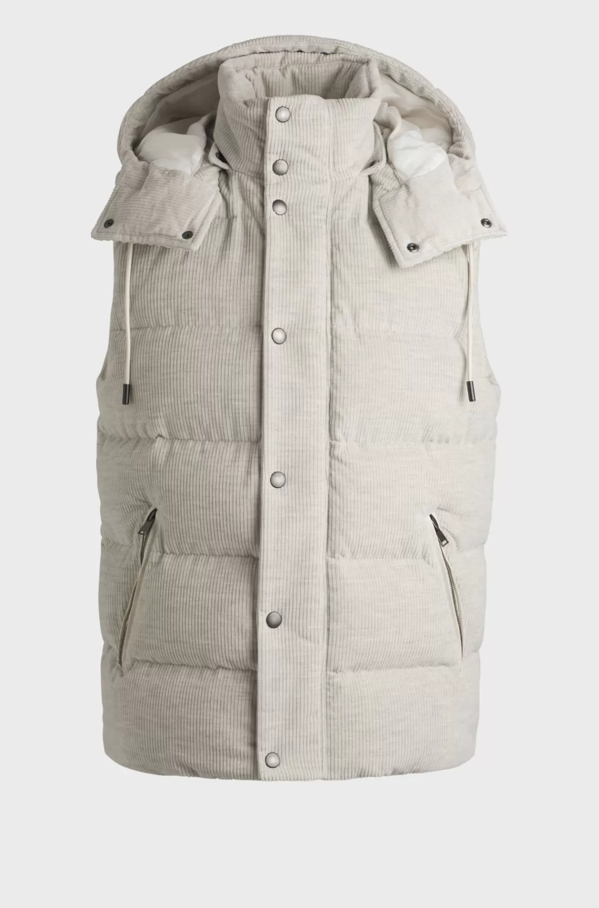 HUGO BOSS Vatteret Vest Med Aftagelig Hætte I Fløjl Af Bomuld Og Kashmir Naturlig Cheap
