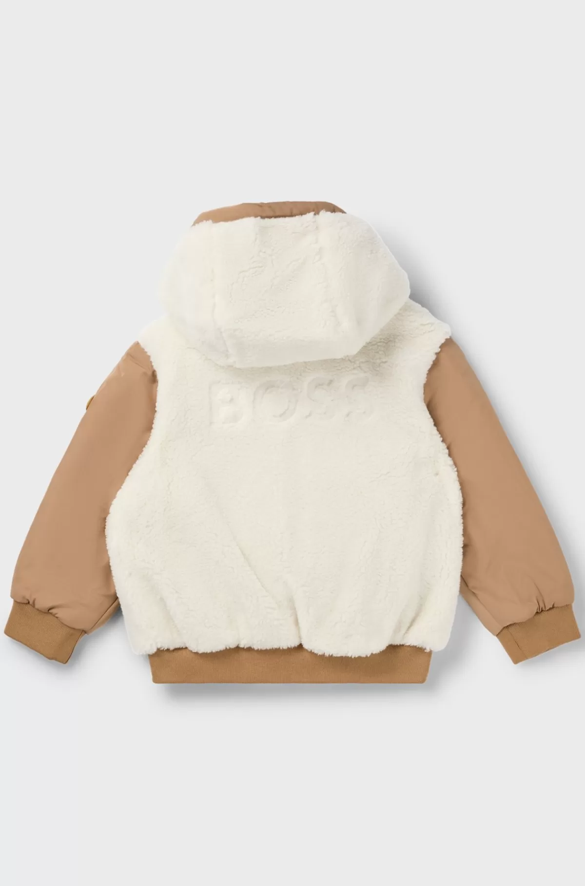 HUGO BOSS Vendbar Jakke Til Børn Med Hætte I Twill Og Sherpa-fleece Brun Fashion