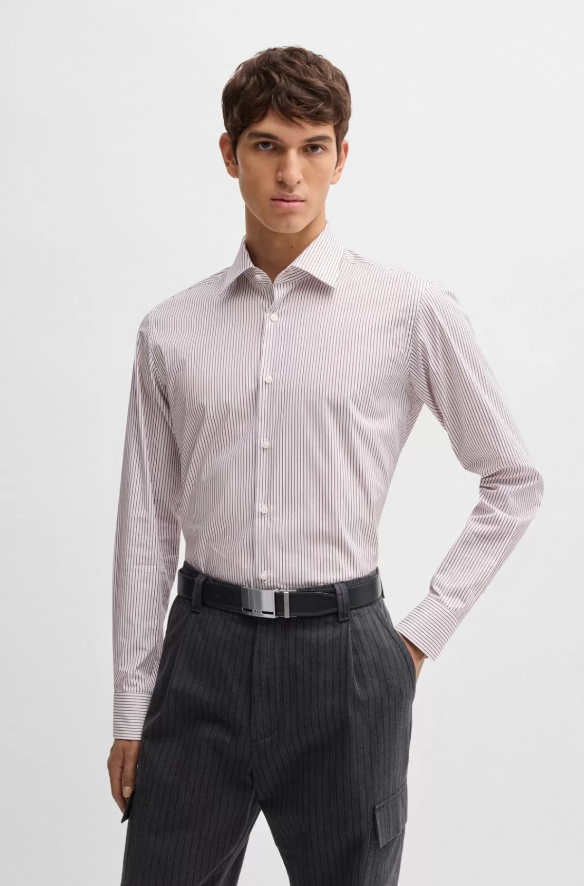 HUGO BOSS Vendbart Bælte I Italiensk Læder Med Brandet Stropholder Sort Flash Sale