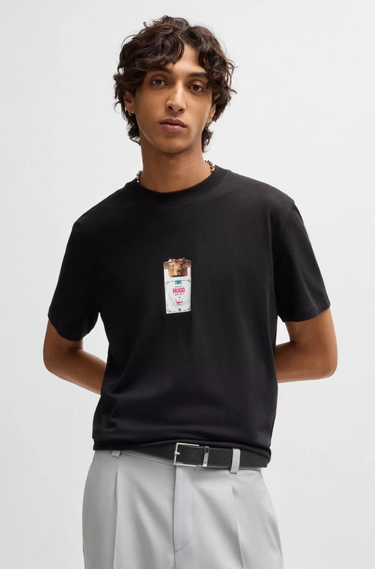 HUGO BOSS Vendbart Bælte I Italiensk Læder Med Logo Sort Outlet
