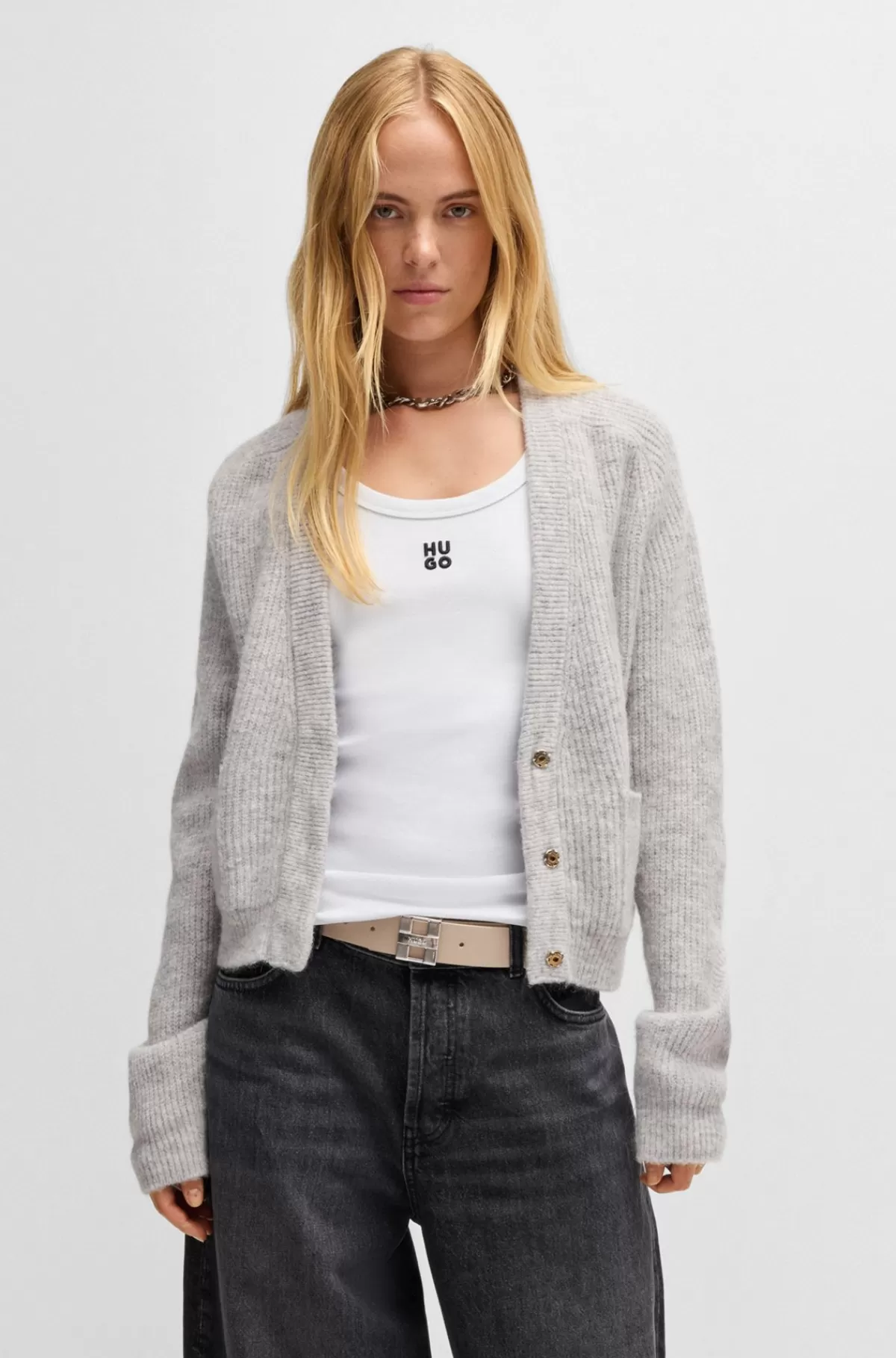 HUGO BOSS Vendbart Bælte I Italiensk Læder Med Monogramspænde Lys beige Online
