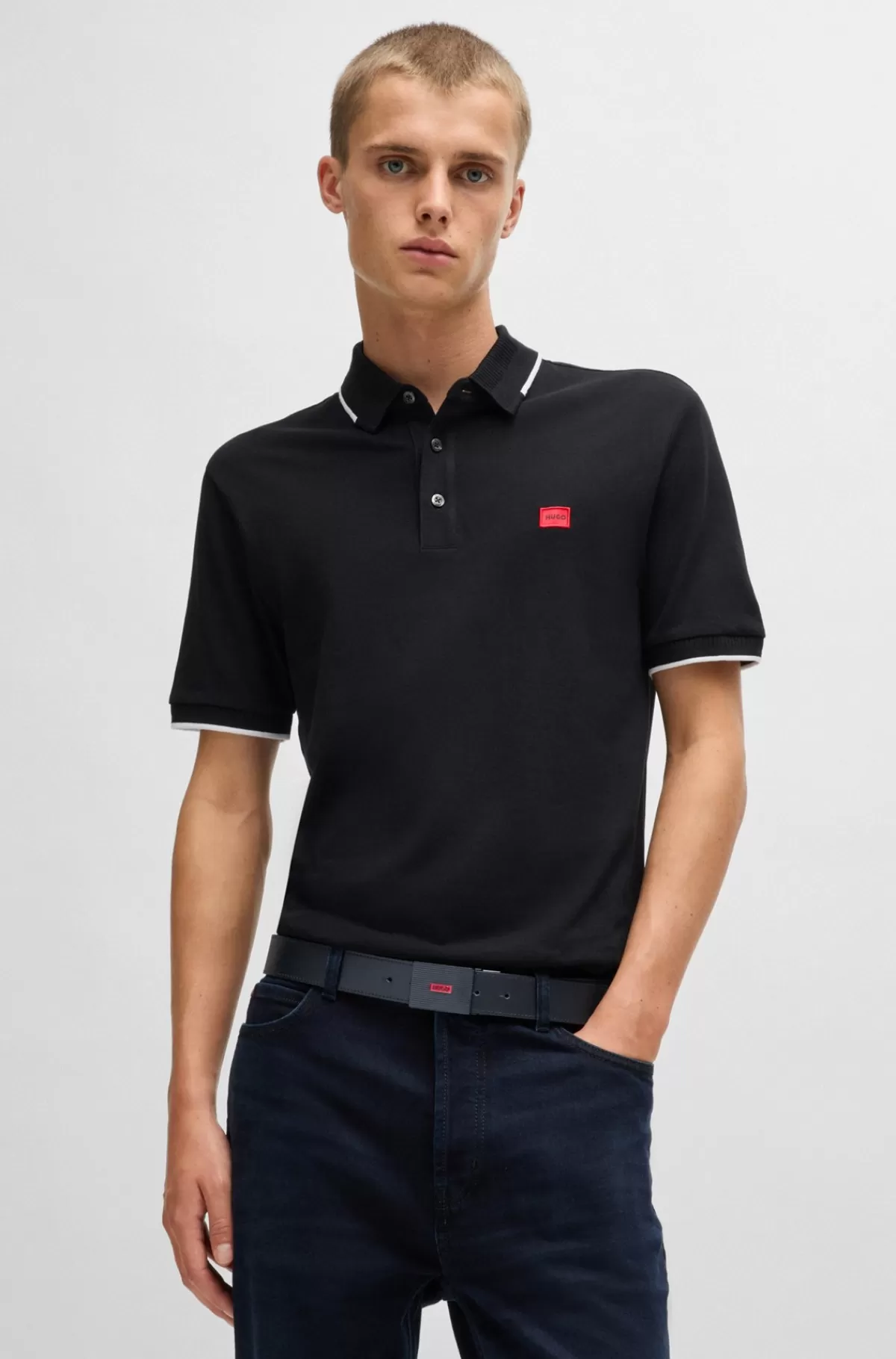 HUGO BOSS Vendbart Bælte I Italiensk Læder Med Pladespænde Sort Fashion