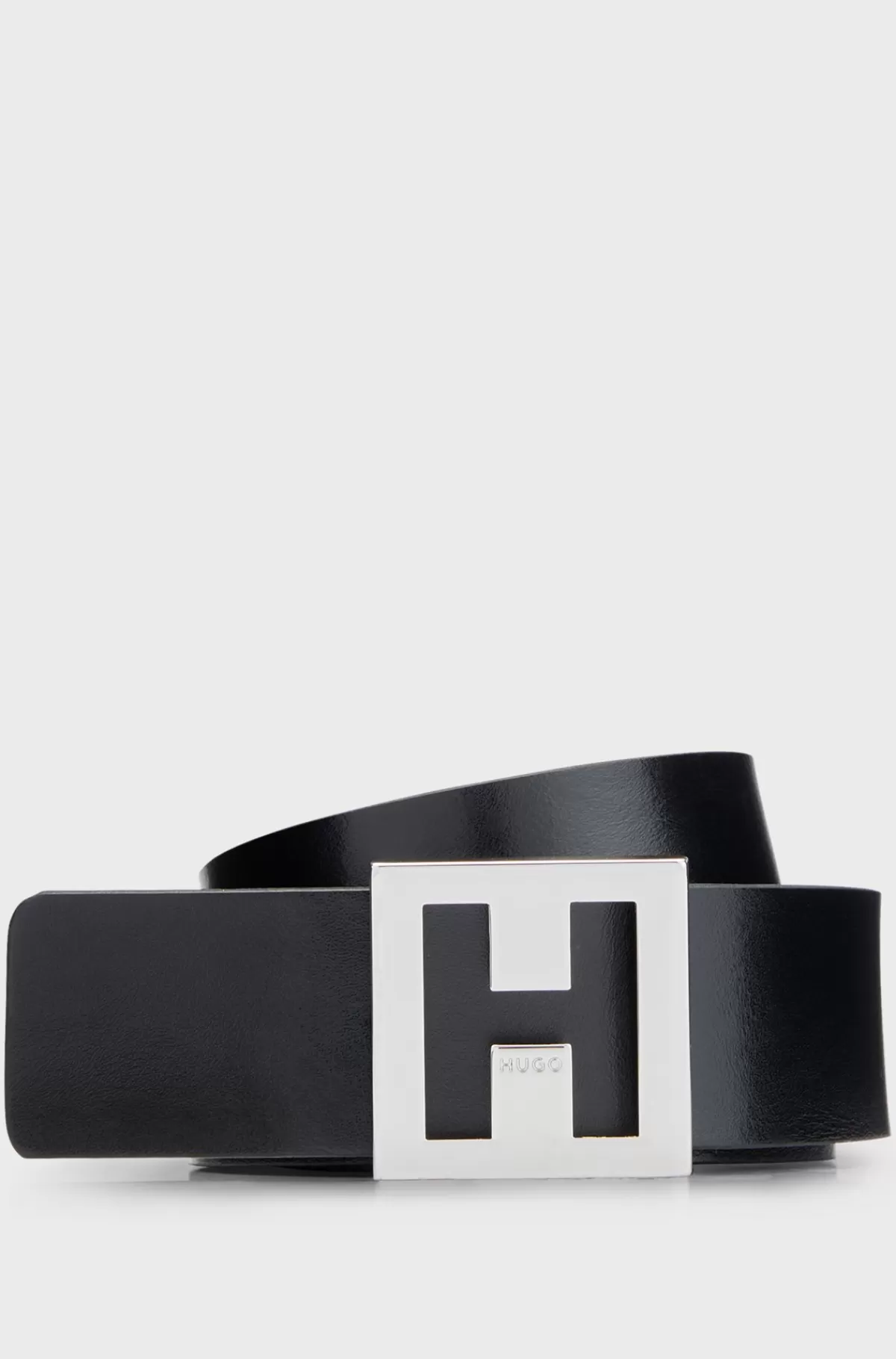 HUGO BOSS Vendbart Bælte I Italiensk Læder Med Signaturspænde Brun / Sort Best Sale