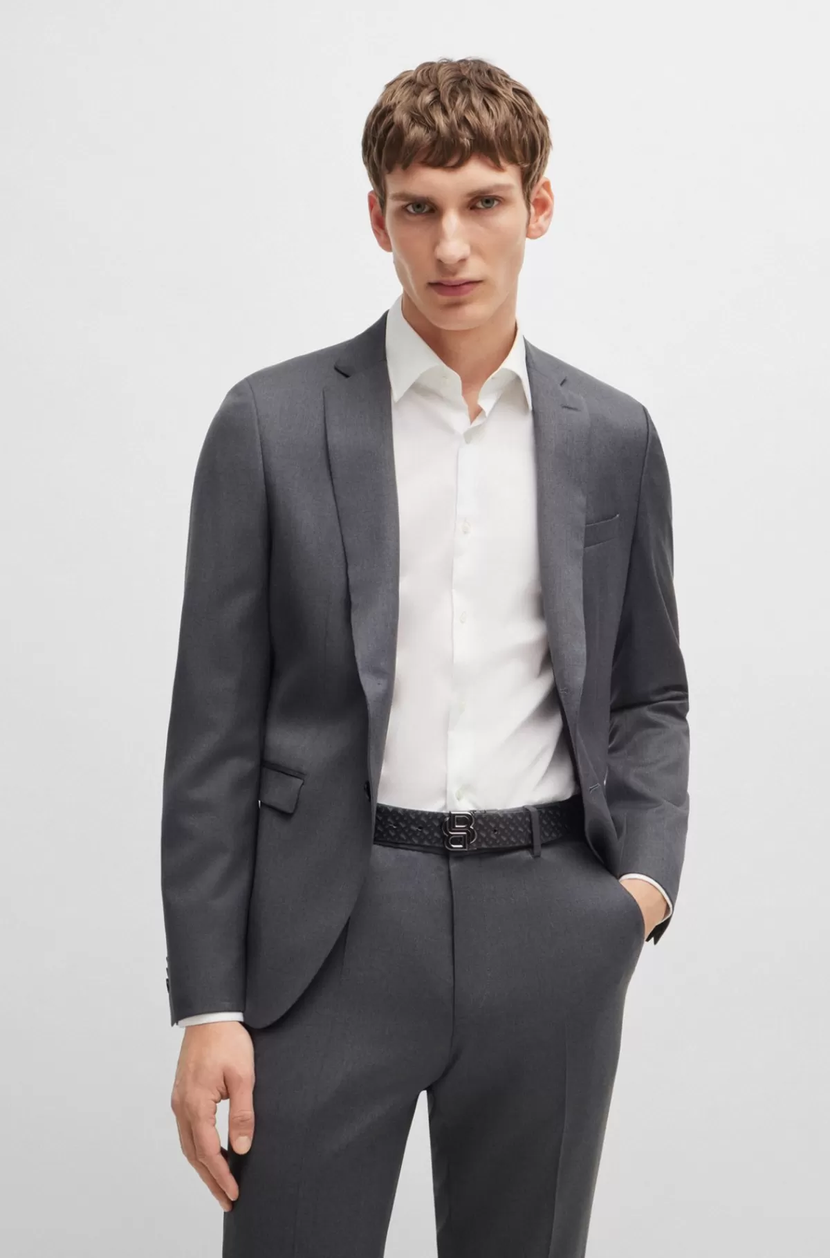 HUGO BOSS Vendbart Bælte I Italiensk Læder Med Spænde Med Dobbelt B-monogram Sort Cheap