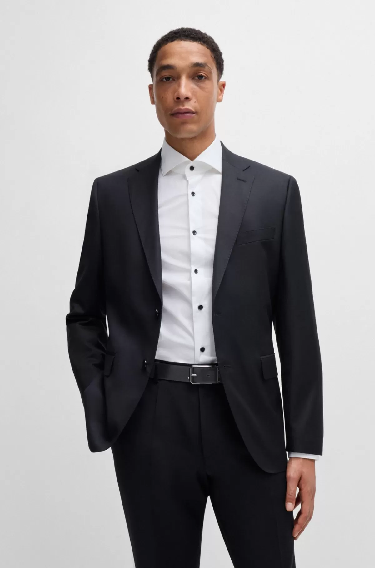 HUGO BOSS Vendbart Bælte I Italiensk Læder Med To Spænder Sort Discount