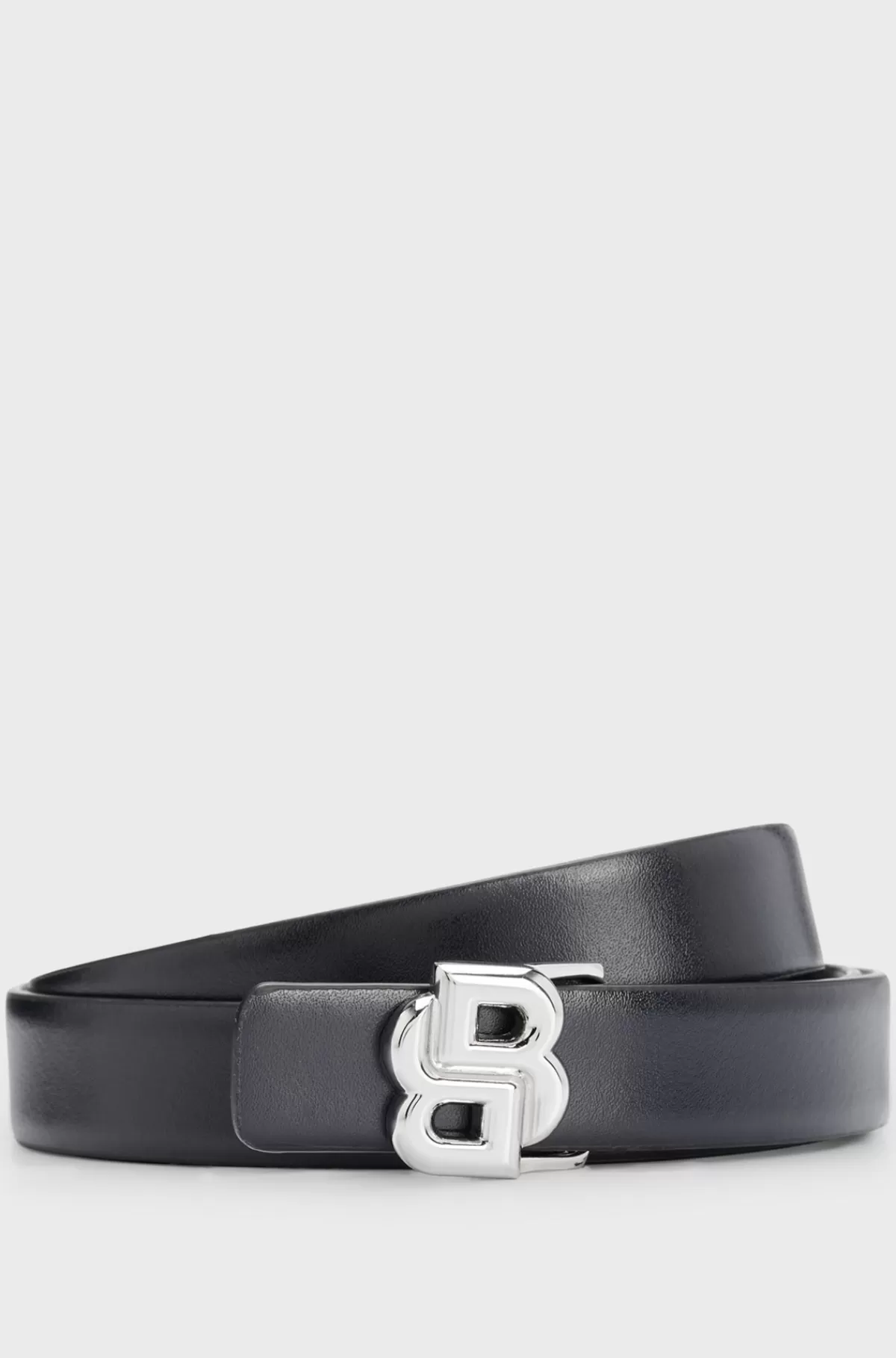 HUGO BOSS Vendbart Bælte I Læder Med Spænde Med Dobbelt B-monogram Sort / Mørkeblå Flash Sale