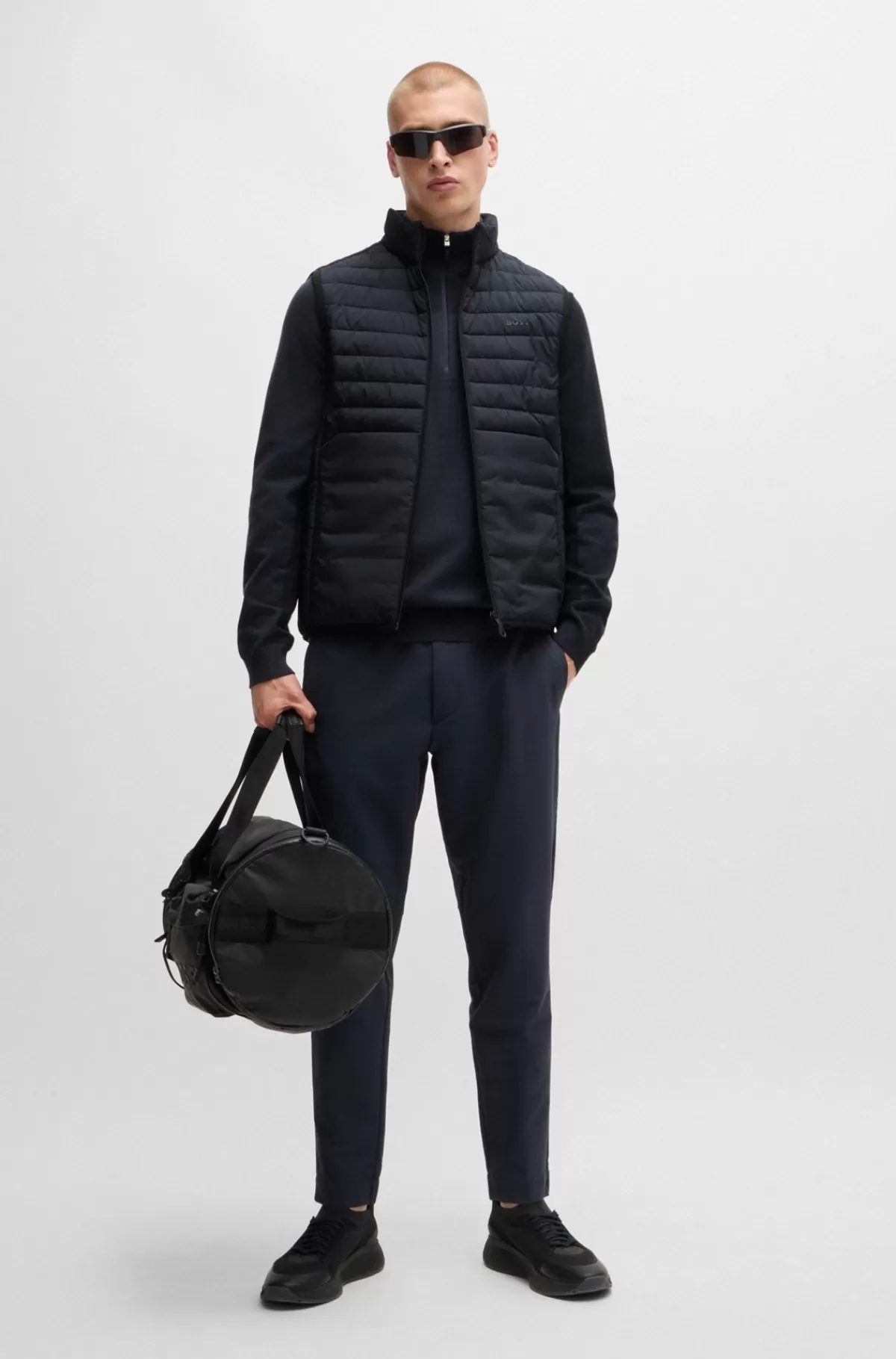 HUGO BOSS Vest I Vandskyende Stof Med Regular Fit Og Lynlås Mørkeblå Best Sale